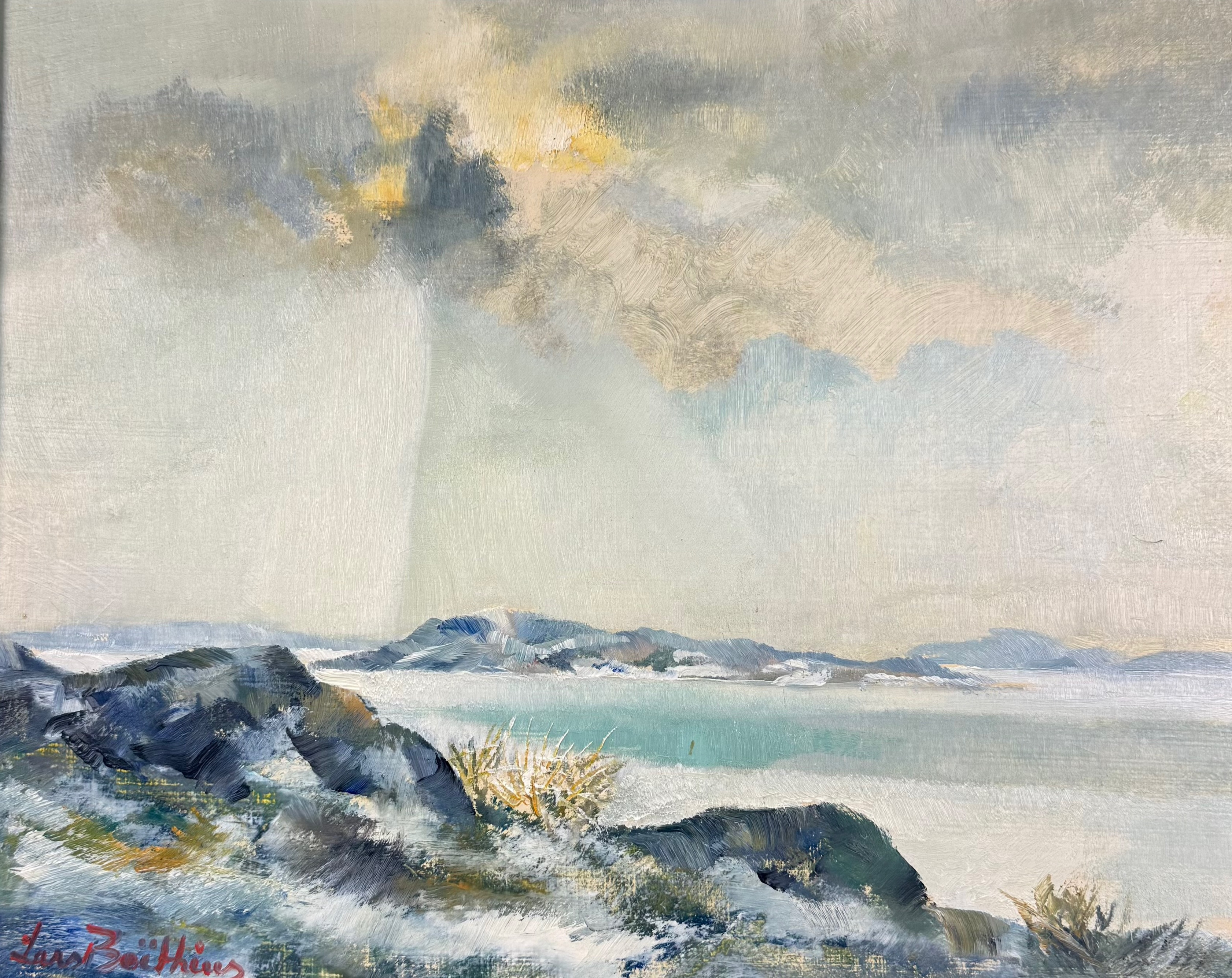 LARS BOËTHIUS. OLJEMÅLNING - Olja på duk, kustlandskap, signerad.