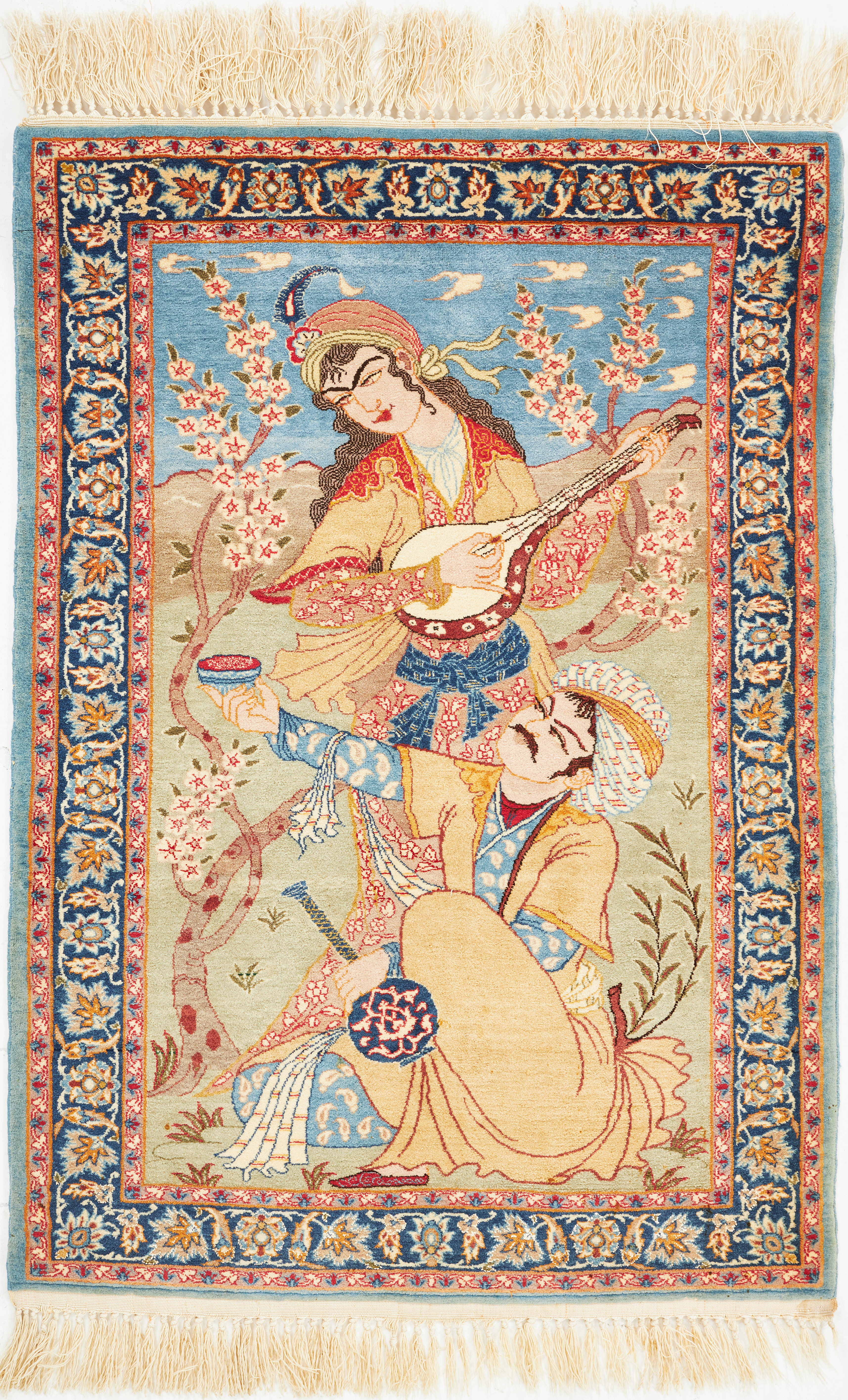 ORIENTMATTA, Isfahan, figural motiv, silkesvarp, semiantik, upphängningsbar, ca 104 x 72 cm.