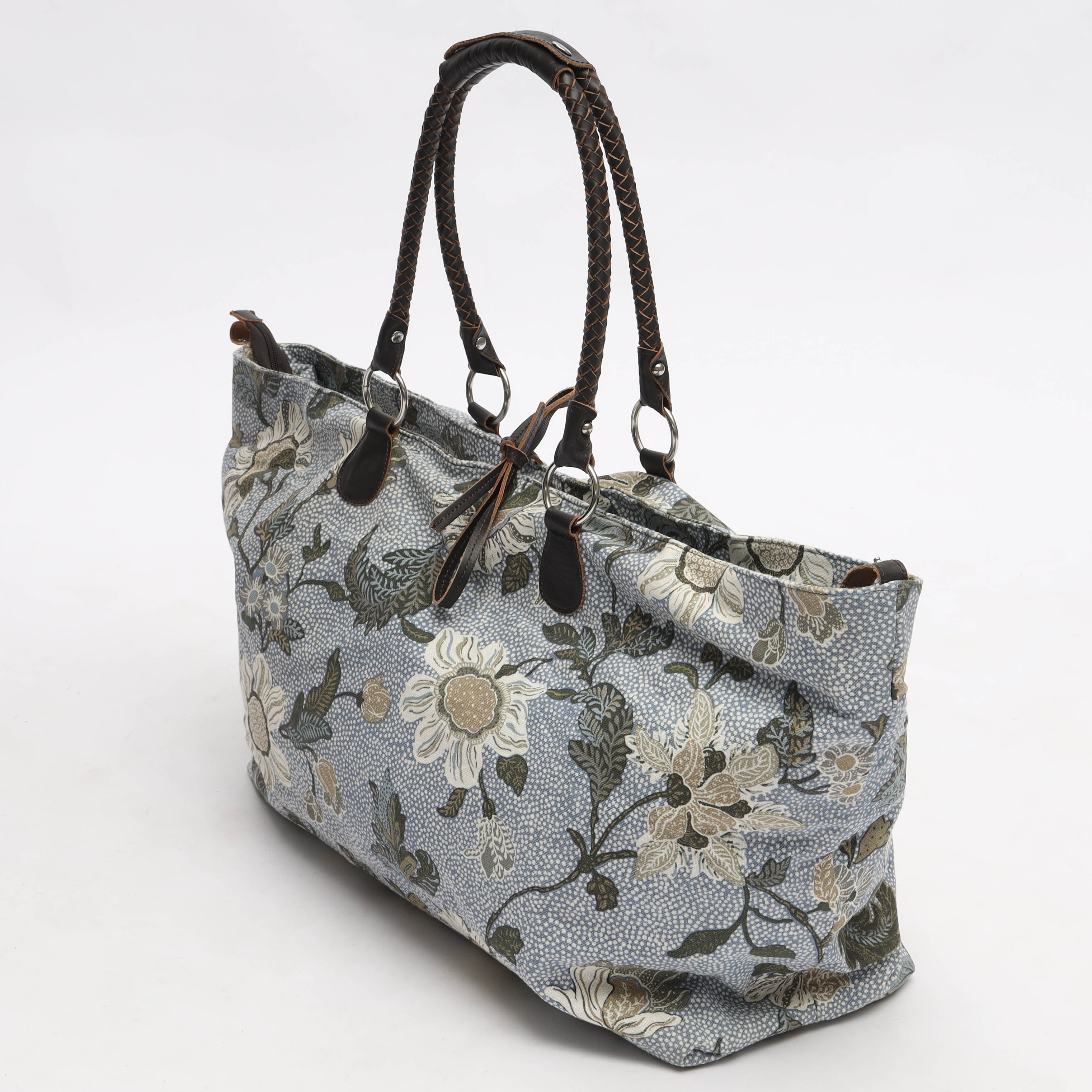 CEANNIS, Weekend Bag, "Denim blue flower linen", samtida.