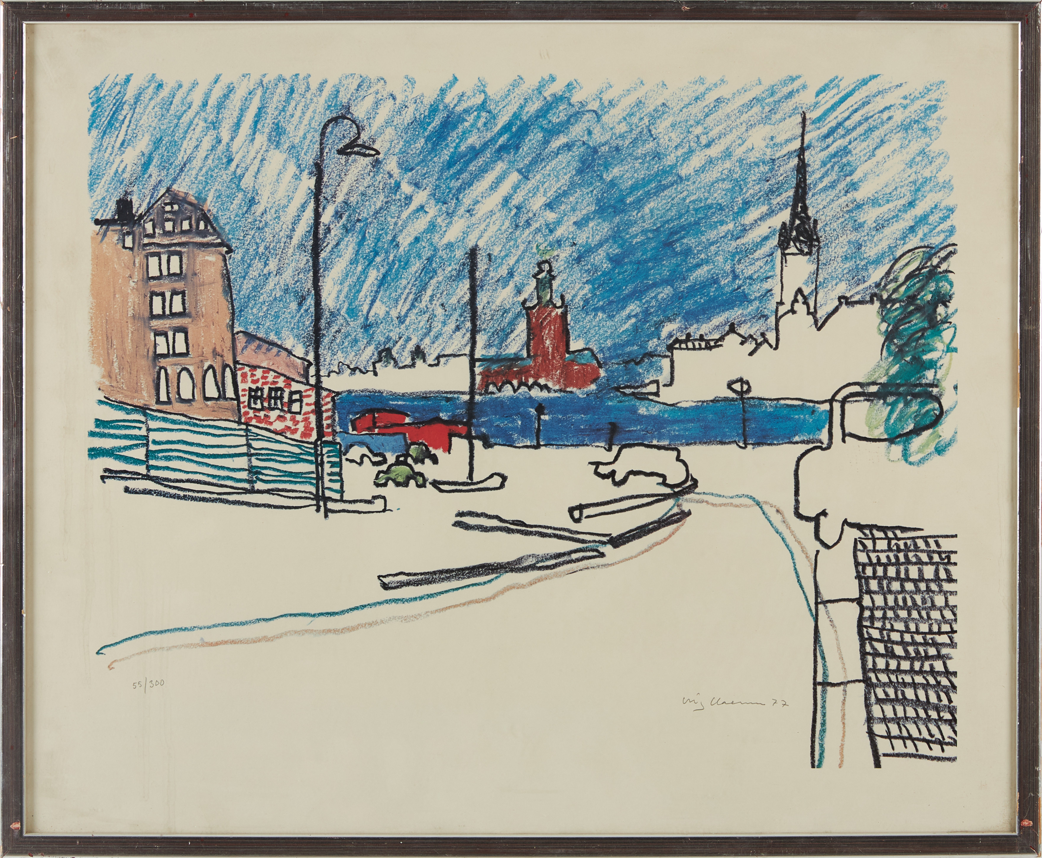 STIG (SLAS) CLAESSON. Vy mot Stadshuset, Stockholm.