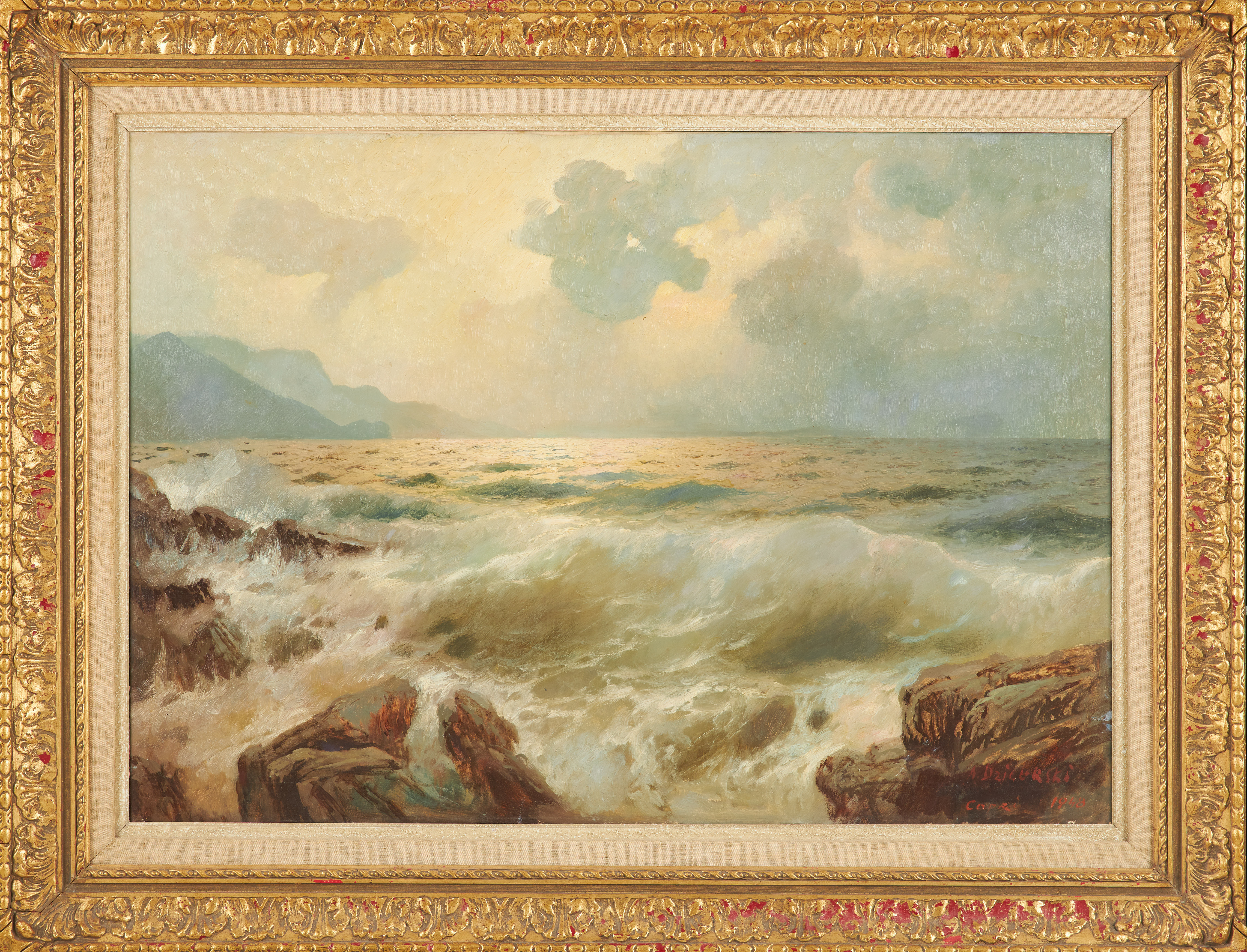 ALEXANDER DZIGURSKI (1911-1995). Kustmotiv, Capri, olja på duk, signerad, daterad 1948.