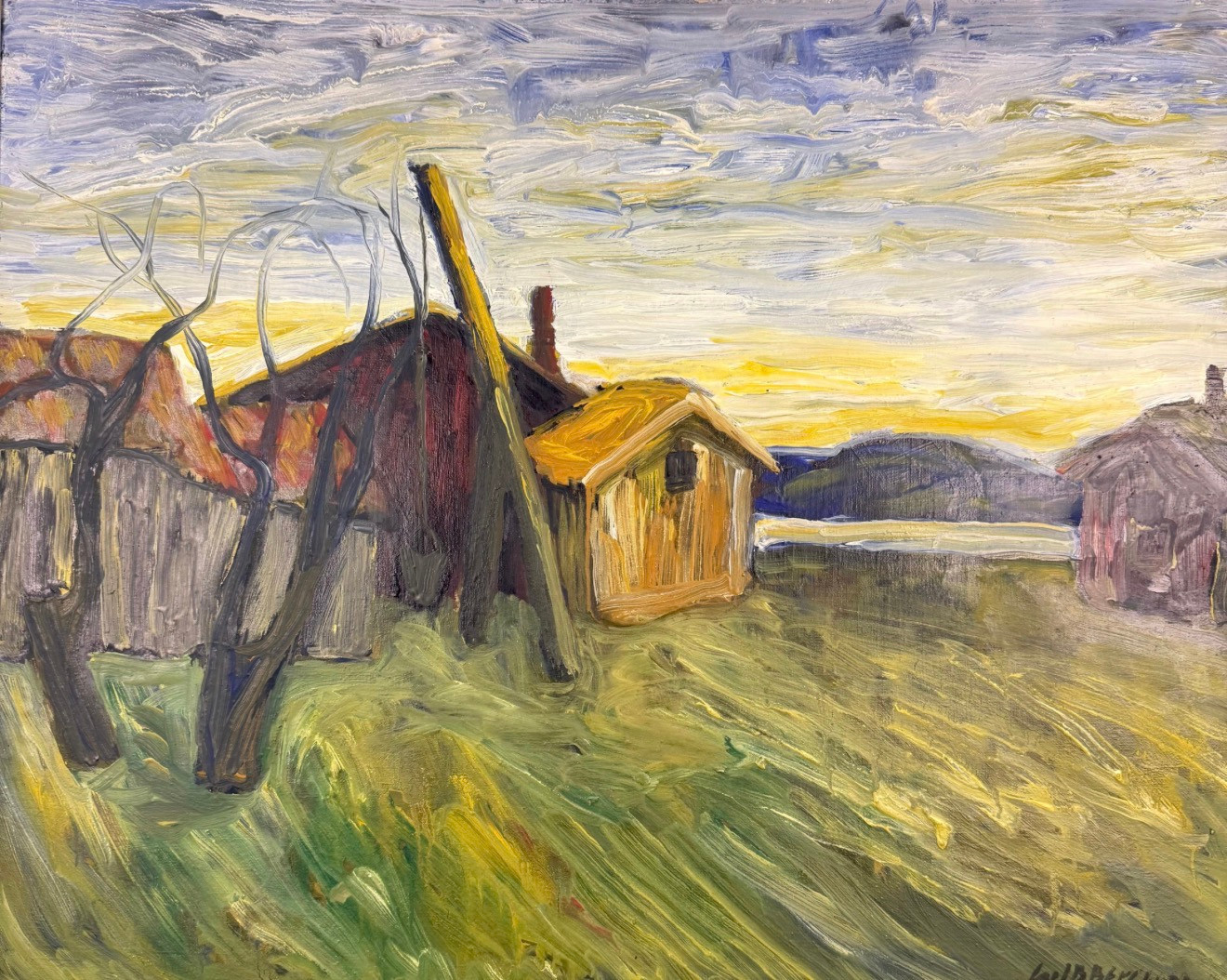 CARL B  BERGLUND. OLJEMÅLNING på duk, bymiljö, signerad.