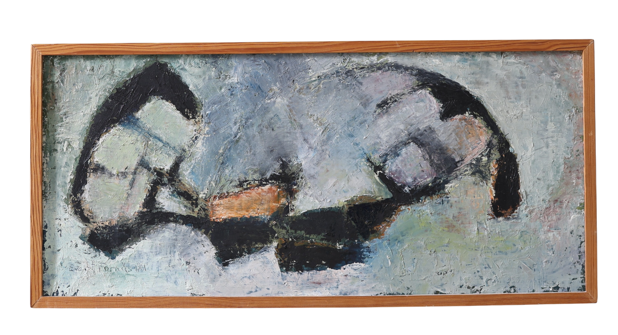 EVERT FORNÄS. olja på pannå, signerad & daterad 1961.