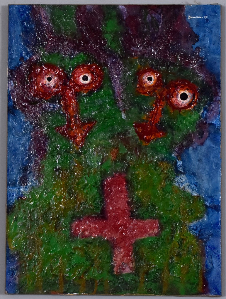 JOSEPH DUNCAN. Oljemålning på papper uppklistrad på duk.