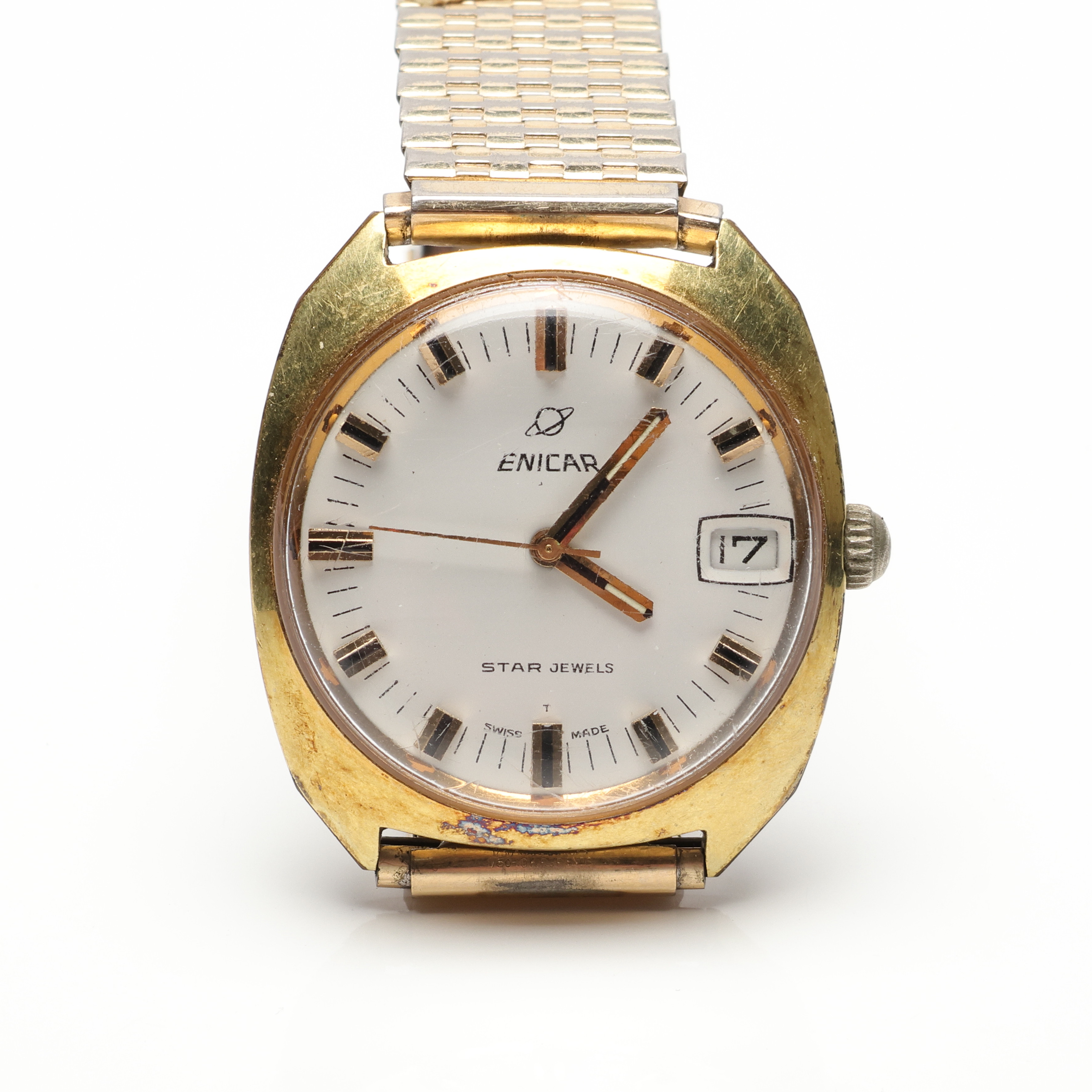 ARMBANDSUR, Enicar, Ocean Pearl, guld på stål, 1960/70-tal.