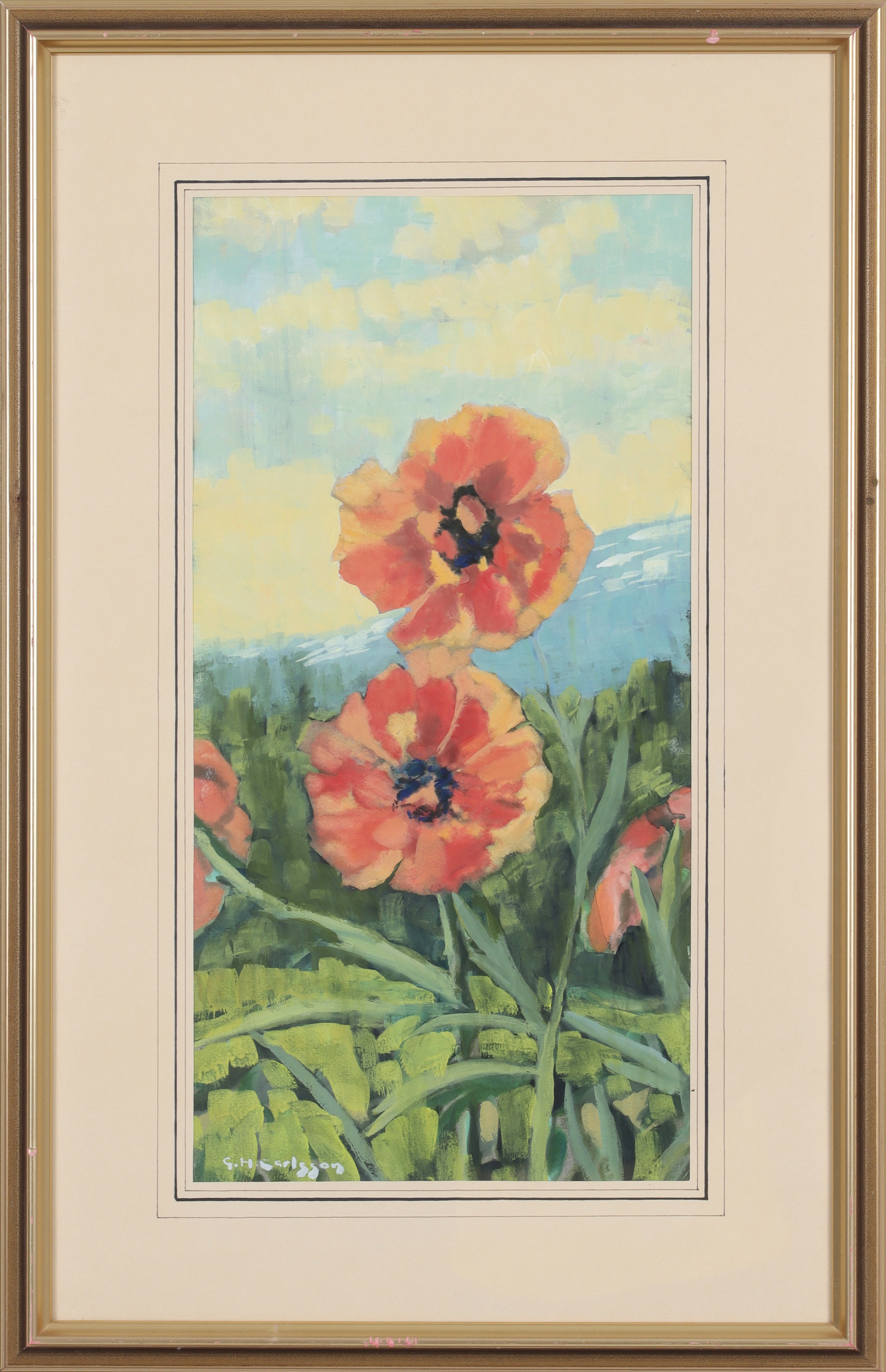 GUSTAV HERBERT CARLSSON. "Vallmo, Åre", gouache, signerad.