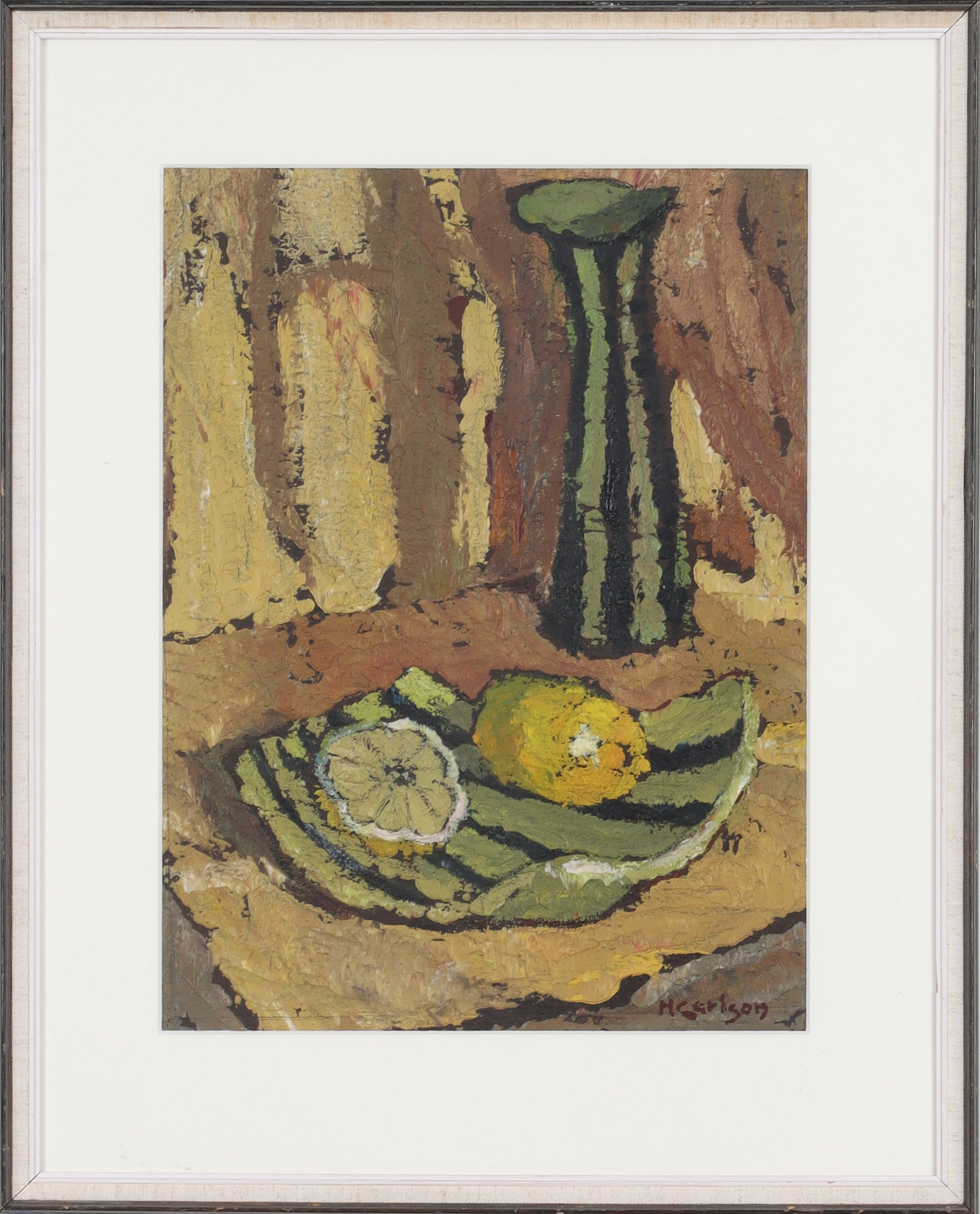 GUSTAV HERBERT CARLSSON. "Stilleben med citron", olja på papp, signerad.