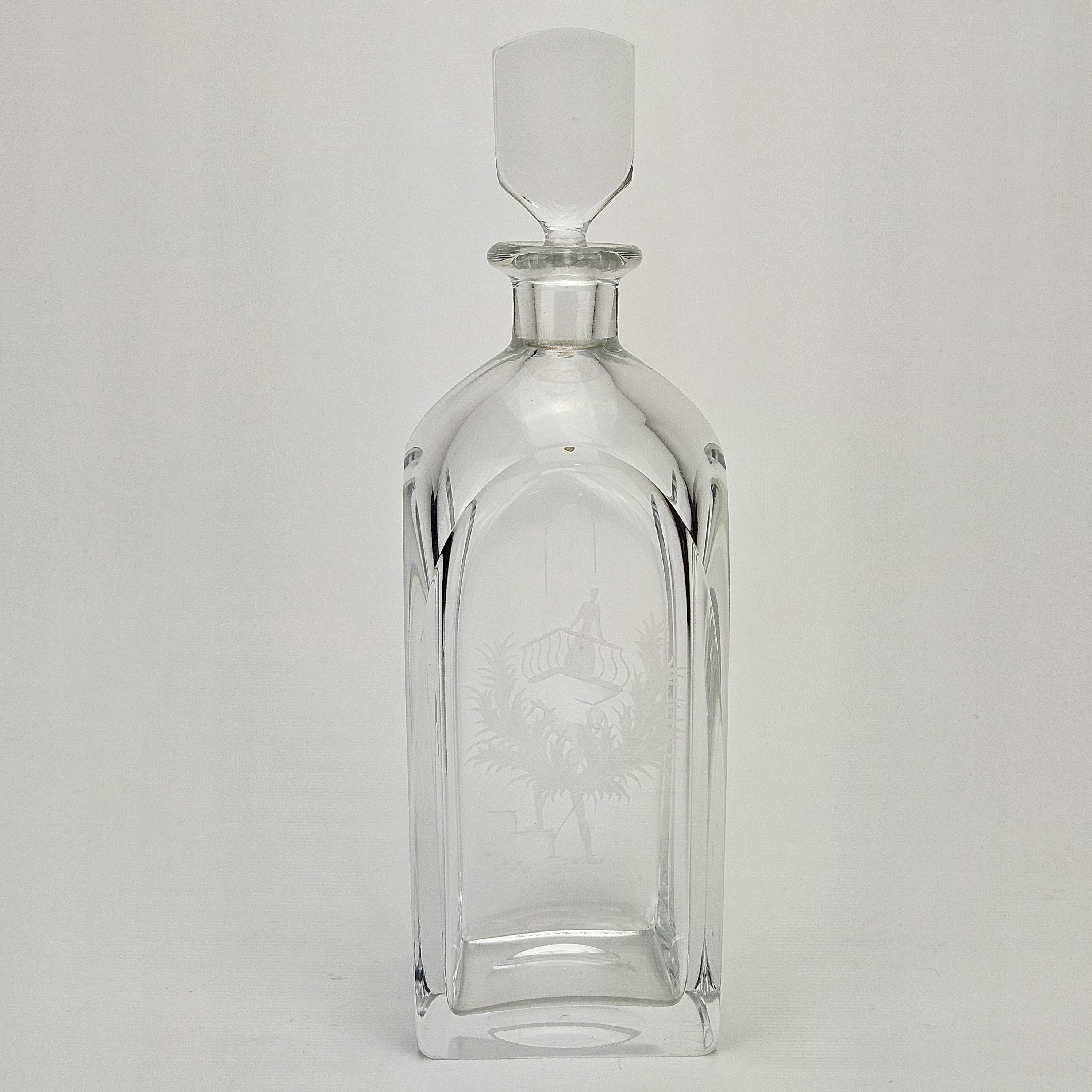 NILS LANDBERG. Karaff, glas, "Romeo och Julia", Orrefors, signerad och etikettmärkt.