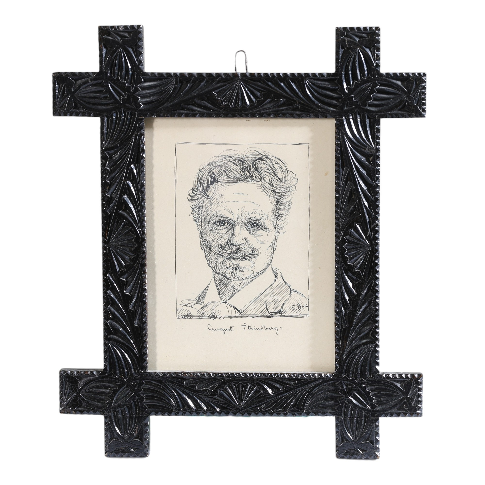 OIDENTIFIERAD KONSTNÄR. "August Strindberg", porträtt, monogramsignerad S.B. och daterad -16.