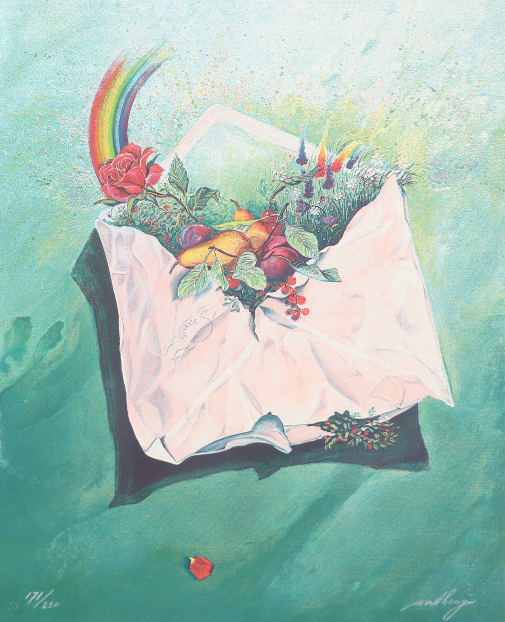 ANTHONY STRÜWER. "Sommarbrev", färglitografi, signerad Anthony.