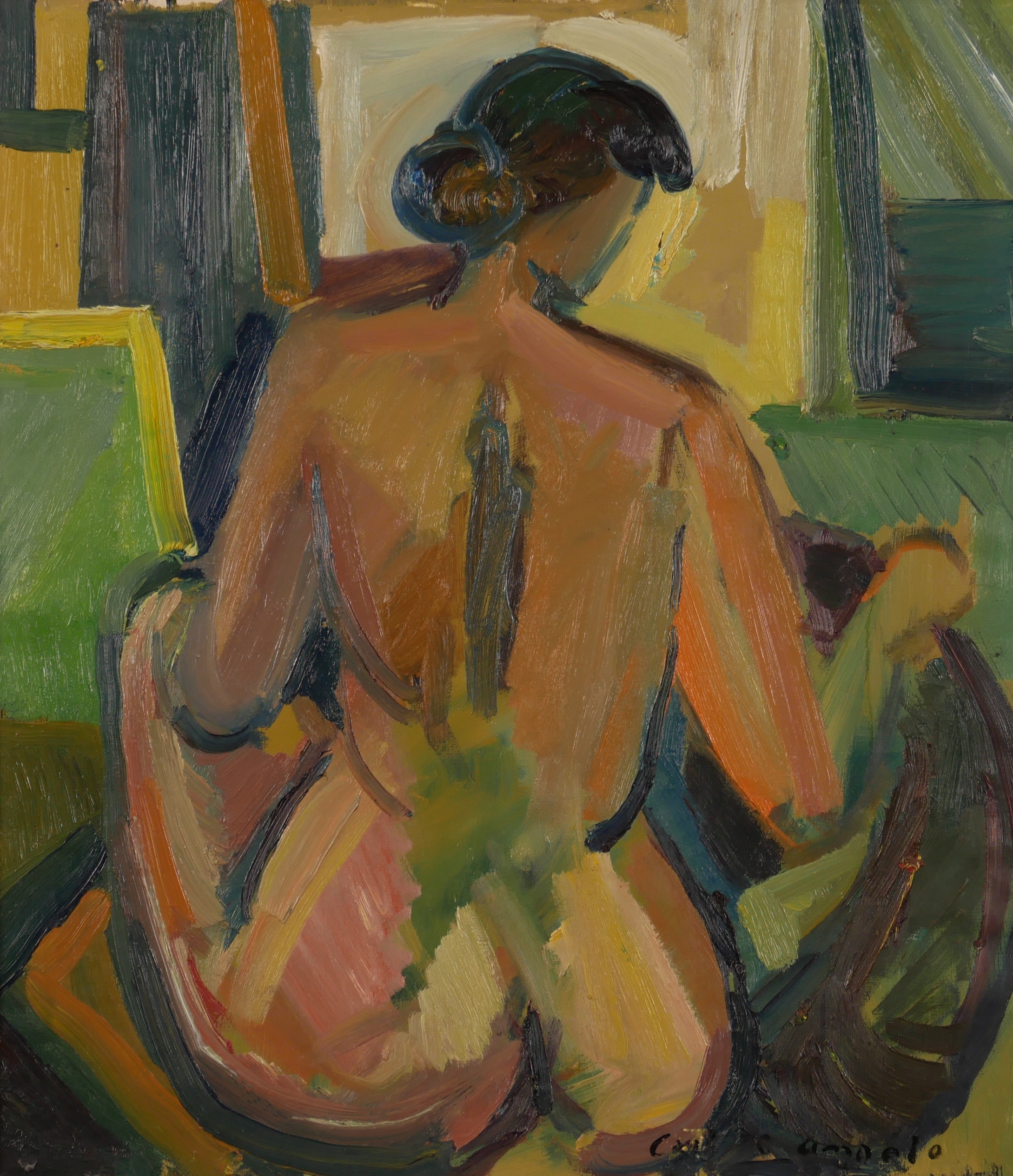CARL CHRISTIAN ANGELO. Nakenstudie, olja på duk, signerad.