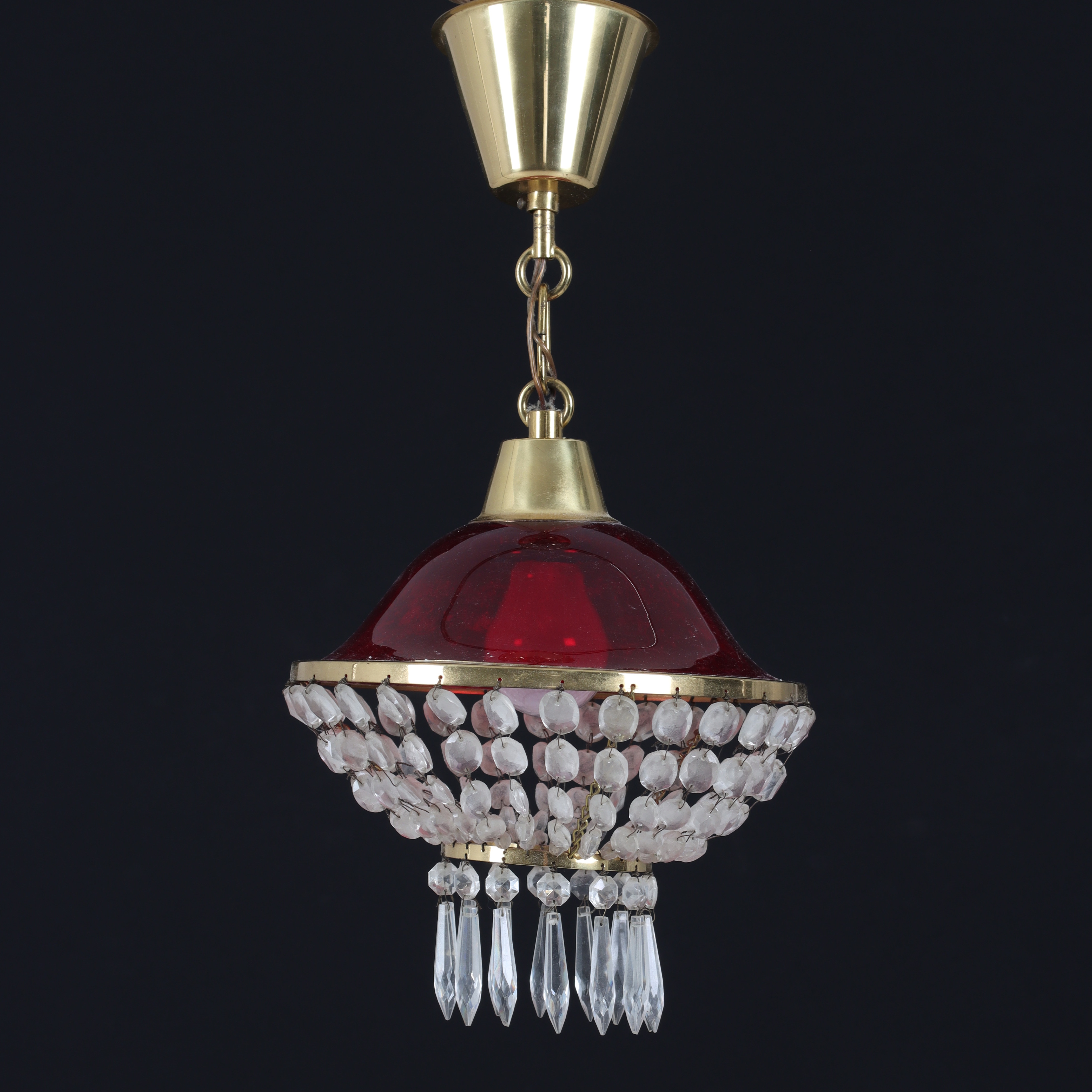 TAKLAMPA, glas och mässing, 1900-tal.