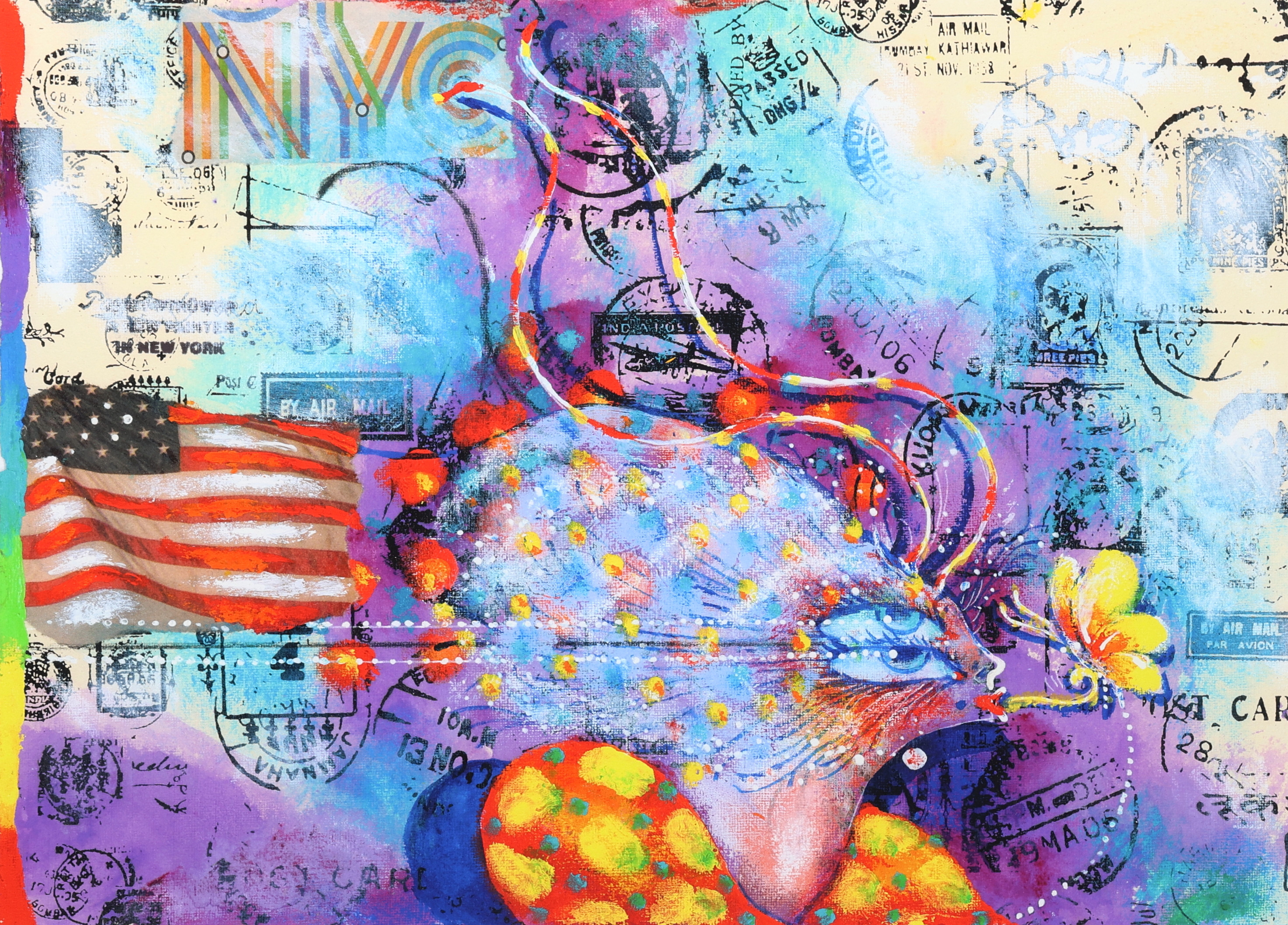 ARDY STRÜWER. Färglitografi, "America Lovegodess", numrerad 127/200, signerad.