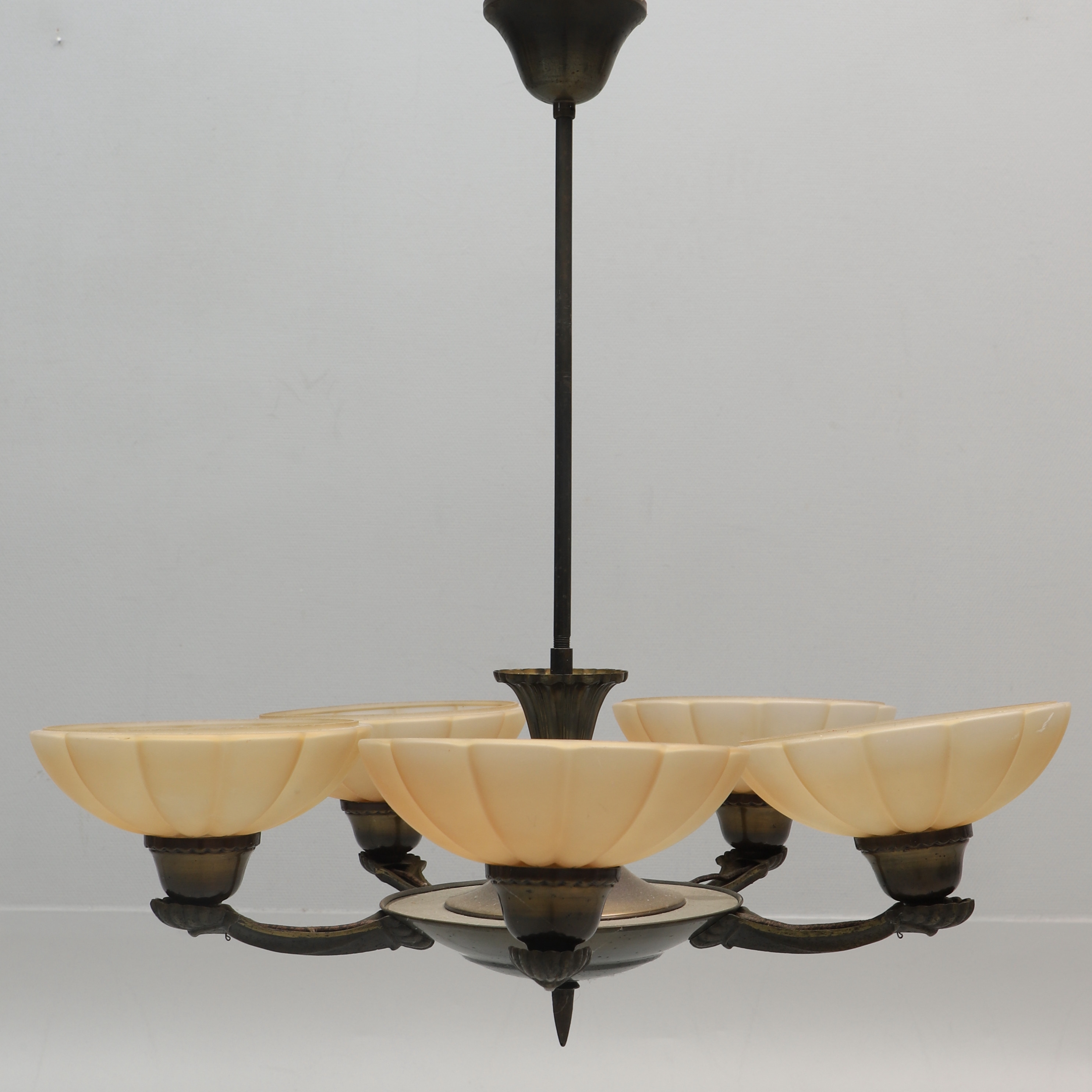 TAKLAMPA, metall & glas, Art Deco, 1930/1940-tal.