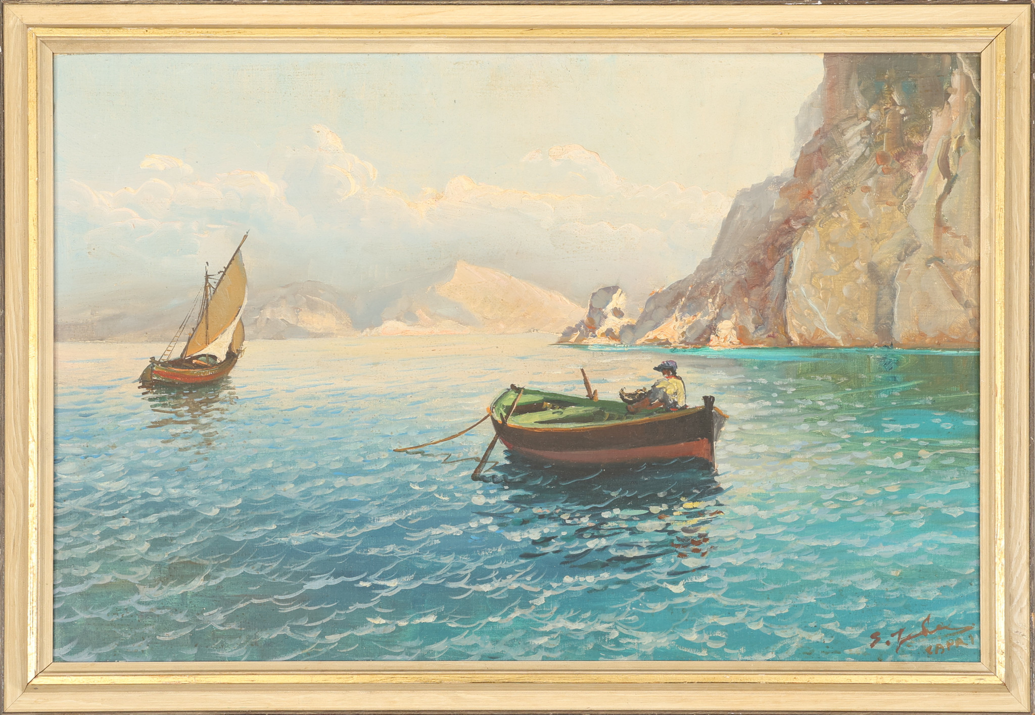 OIDENTIFIERAD KONSTNÄR. Olja på duk, signerad, Italiensk kust.