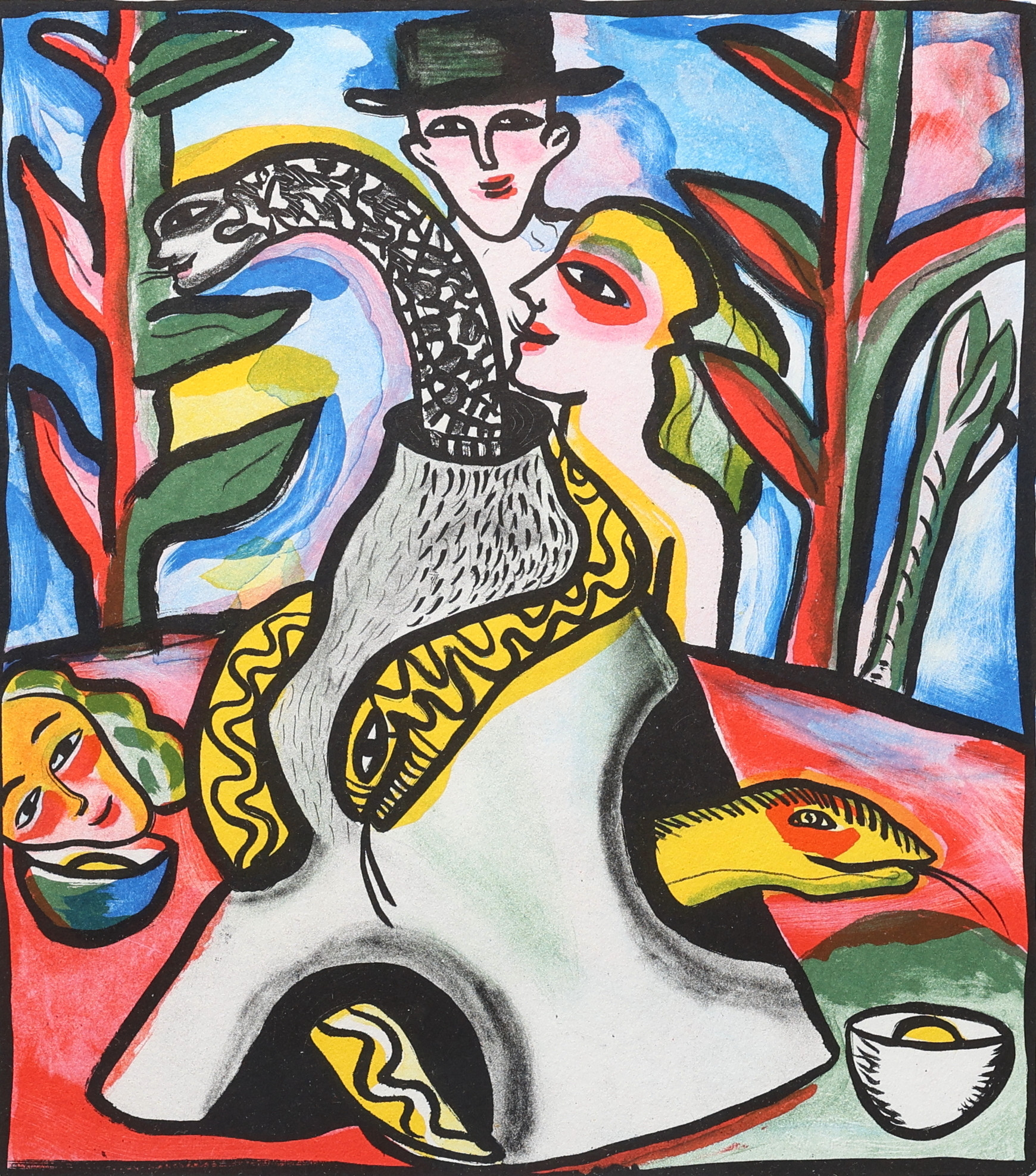 ULRICA HYDMAN-VALLIEN. Färglitografi, "Ormens hus", numrerad 301/380, signerad.