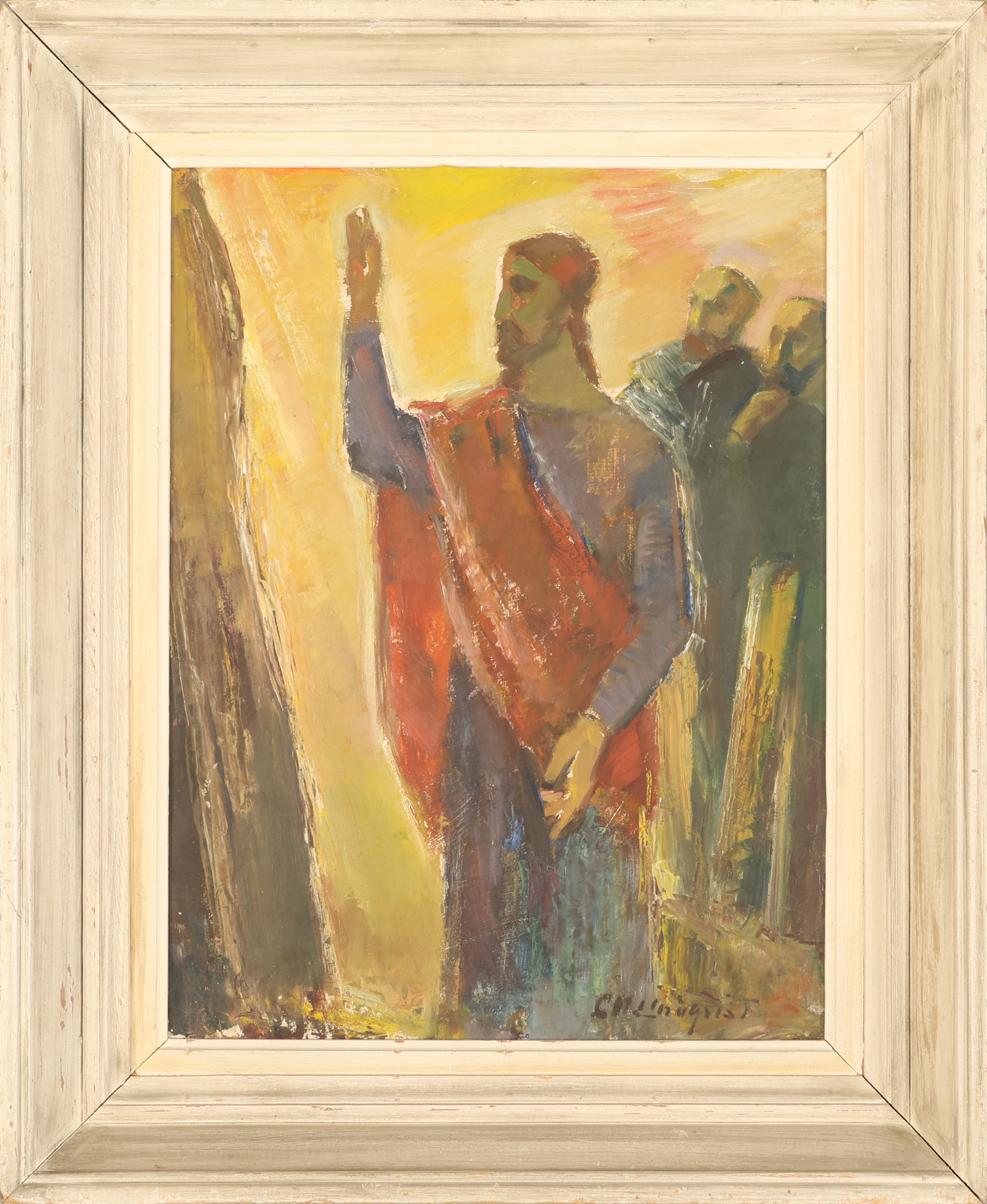 CARL MAGNUS LINDQVIST. Olja på duk, "Jesus" signerad.