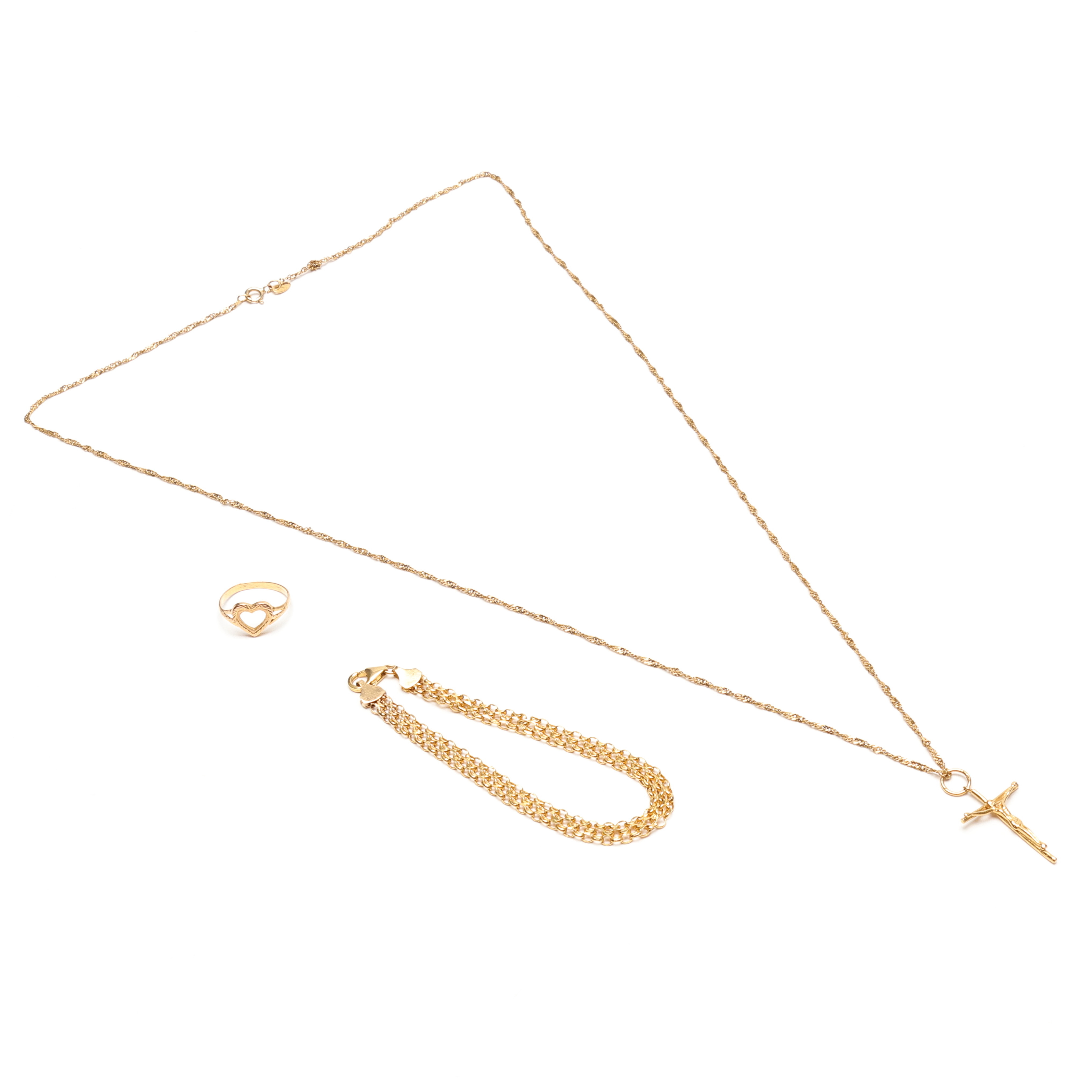 SMYCKEN, tre delar, guld, 21k, ca 12,2 gram.
