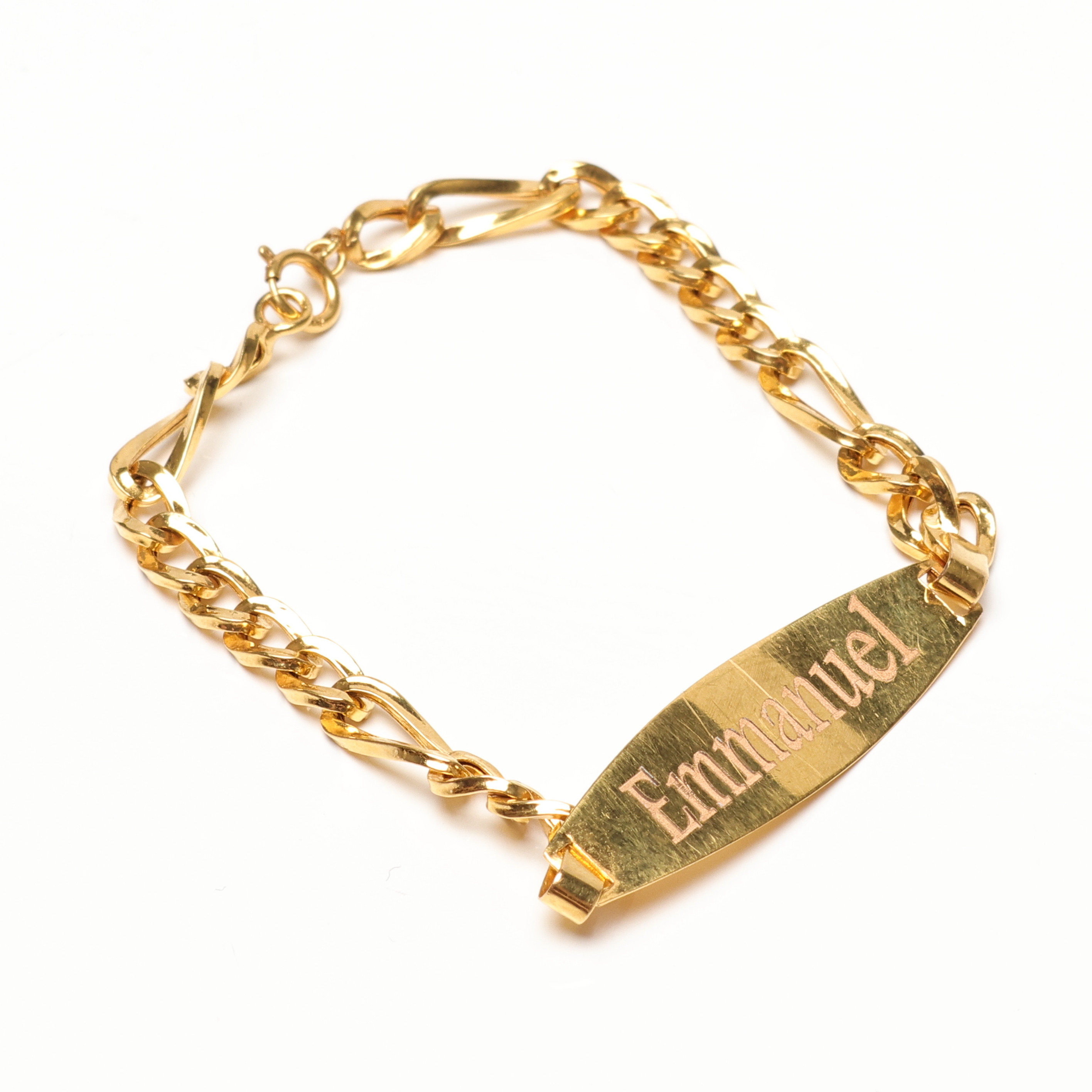 ARMBAND med Namnbricka, 21K, Guld, vikt cirka 2,8 gram.