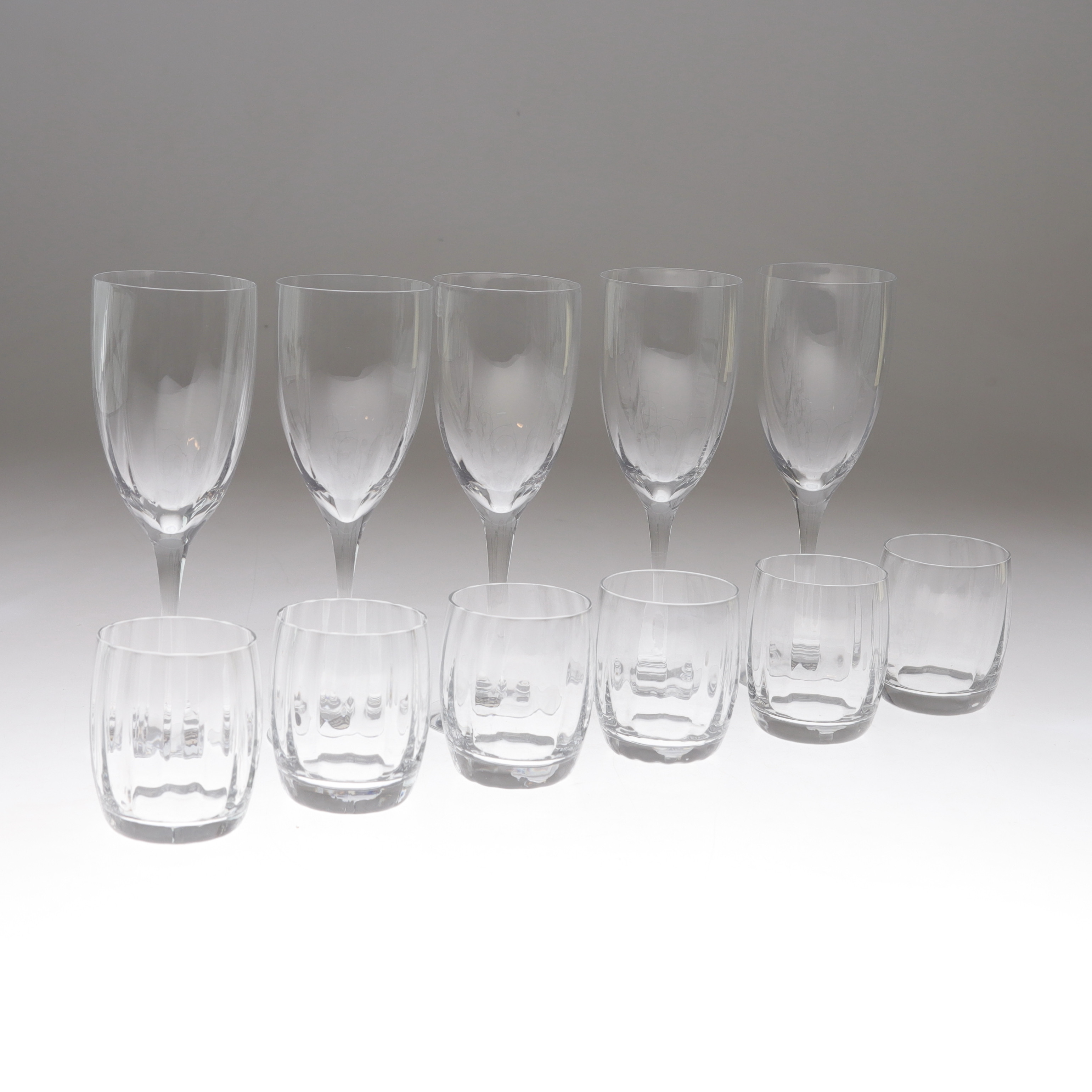 GUNNAR CYRÉN. Servisdelar, glas, 10 delar, ''Optica Symphony'', Orrefors.