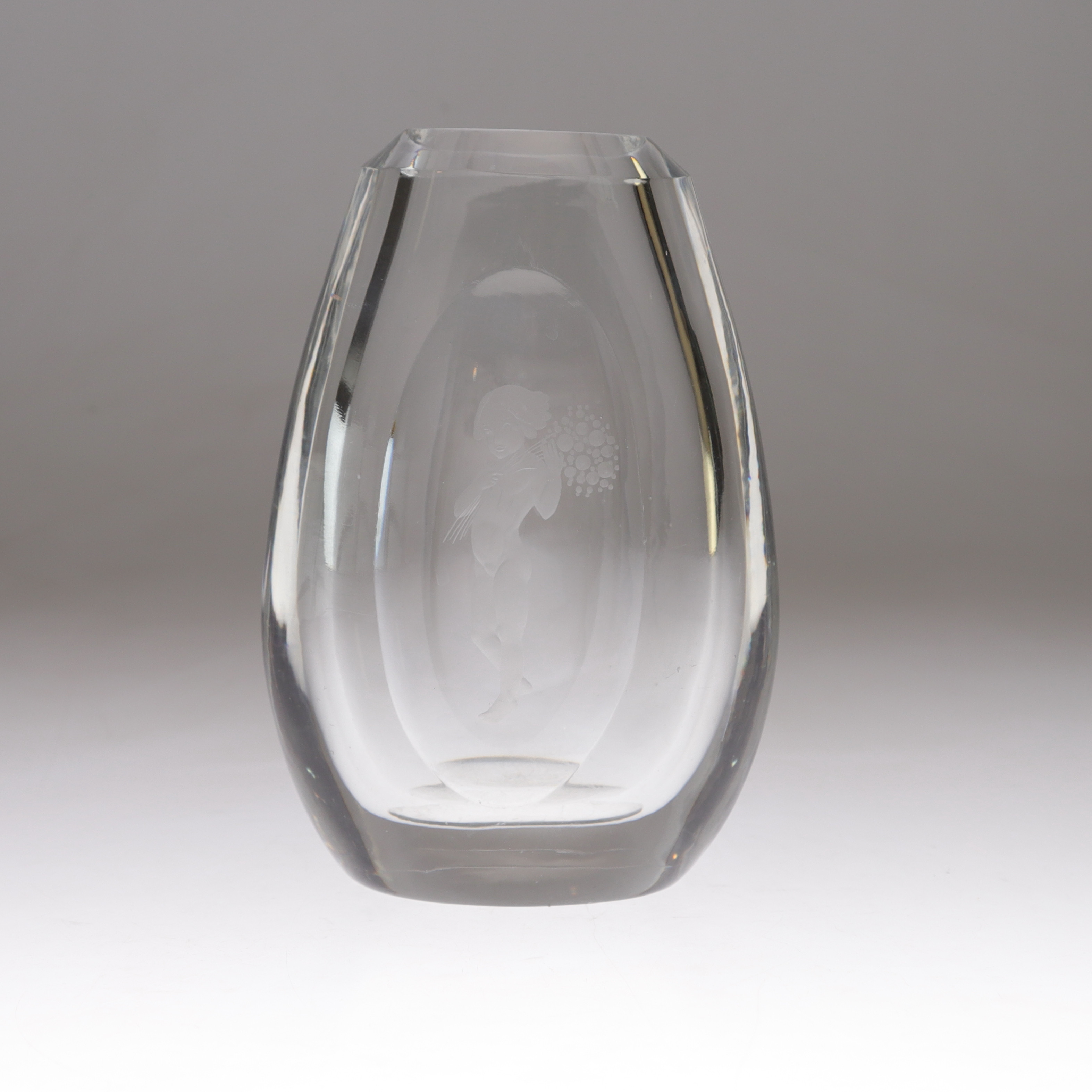 ELIS BERGH. Vas, glas, Kosta, signerad, 1940-tal.