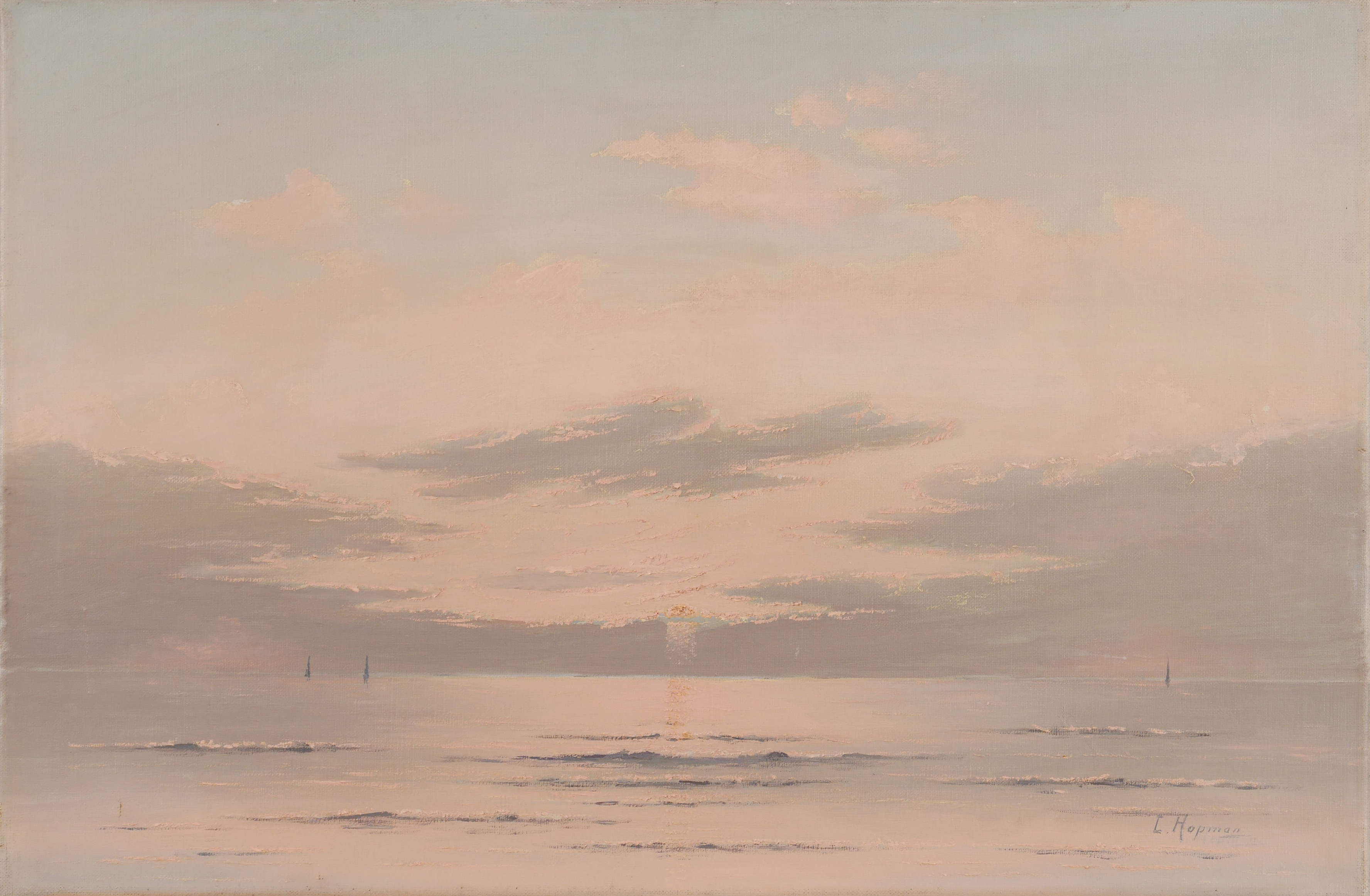 JAN HOPMAN. Landskap med hav och himmel, olja på duk, signerad Hopman.