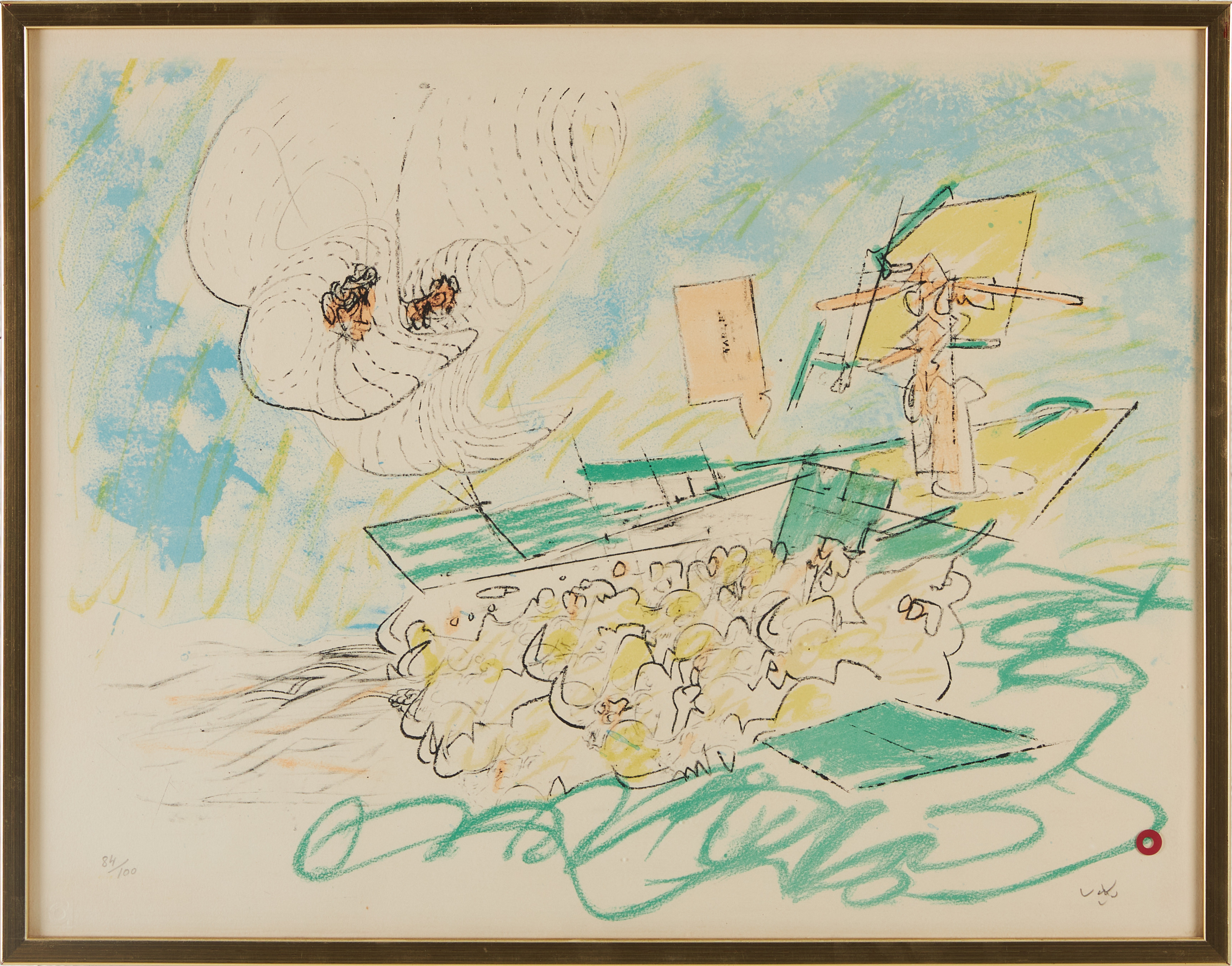 ROBERTO MATTA. Komposition, färglitografi, signerad, 84/100.