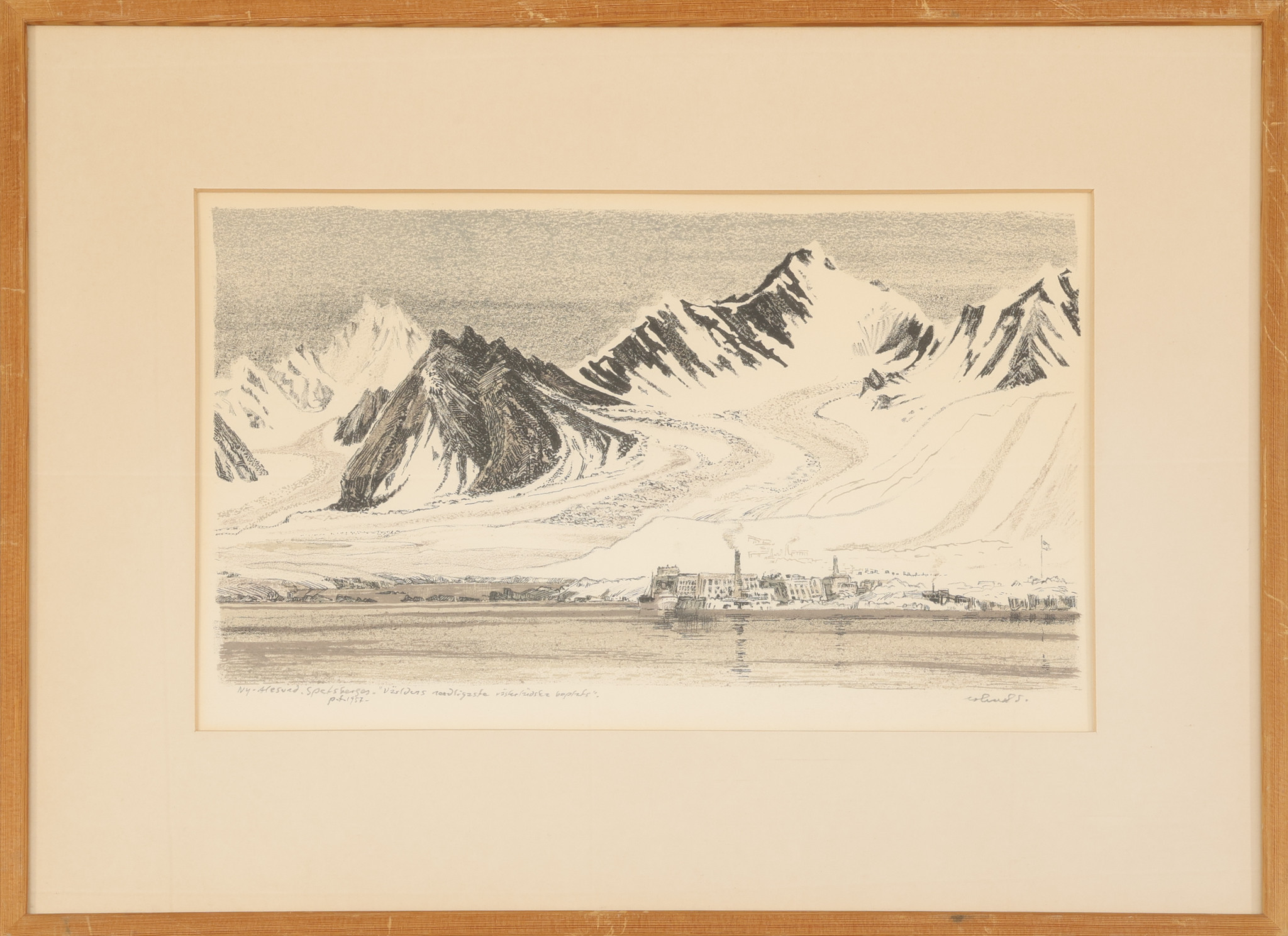 ROLAND SVENSSON. Litografi, Motiv från Spetsbergen, signerad.