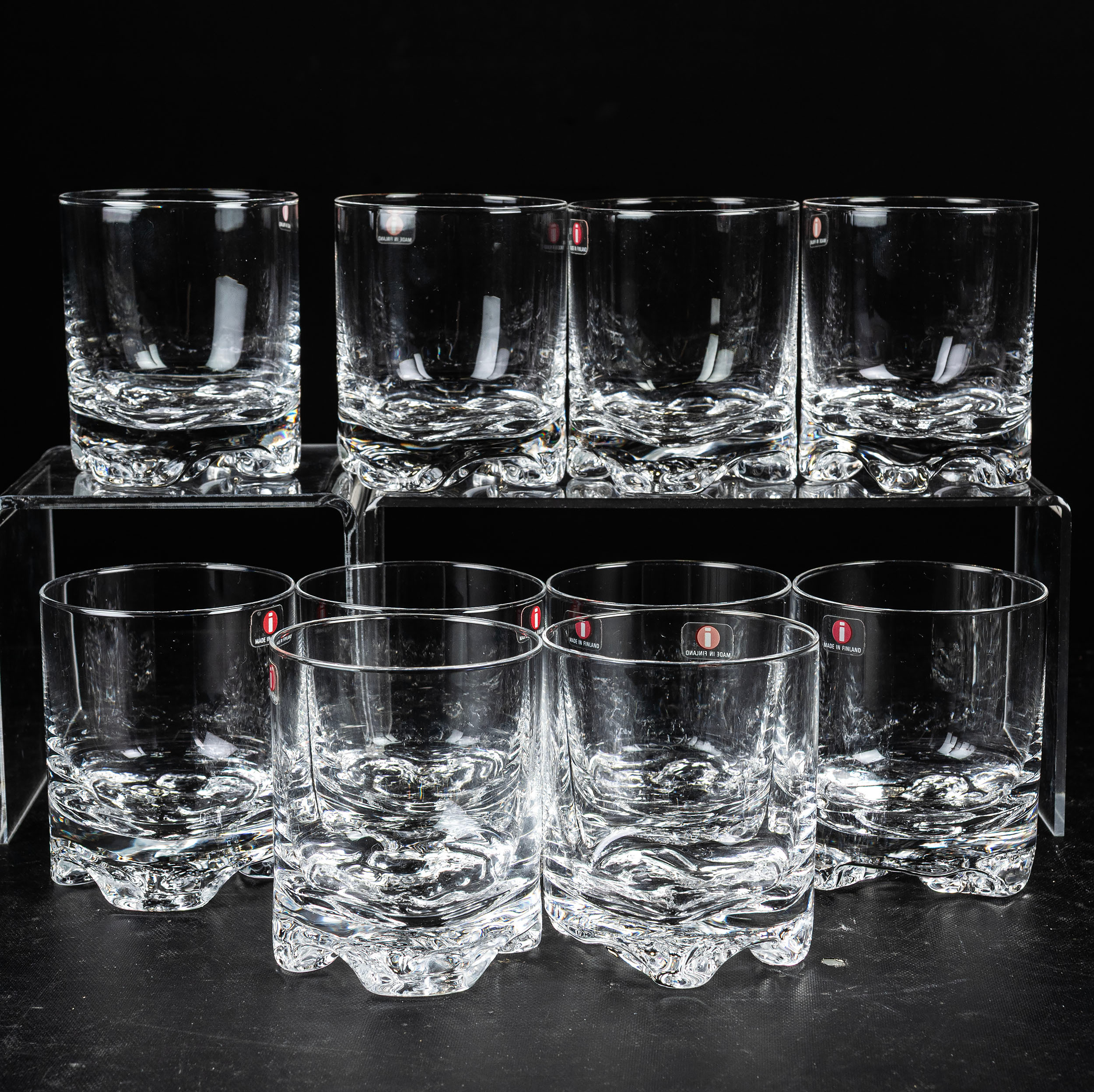 TAPIO WIRKKALA. Whiskyglas, 10 st, "Gaissa", Iittala, Finland.