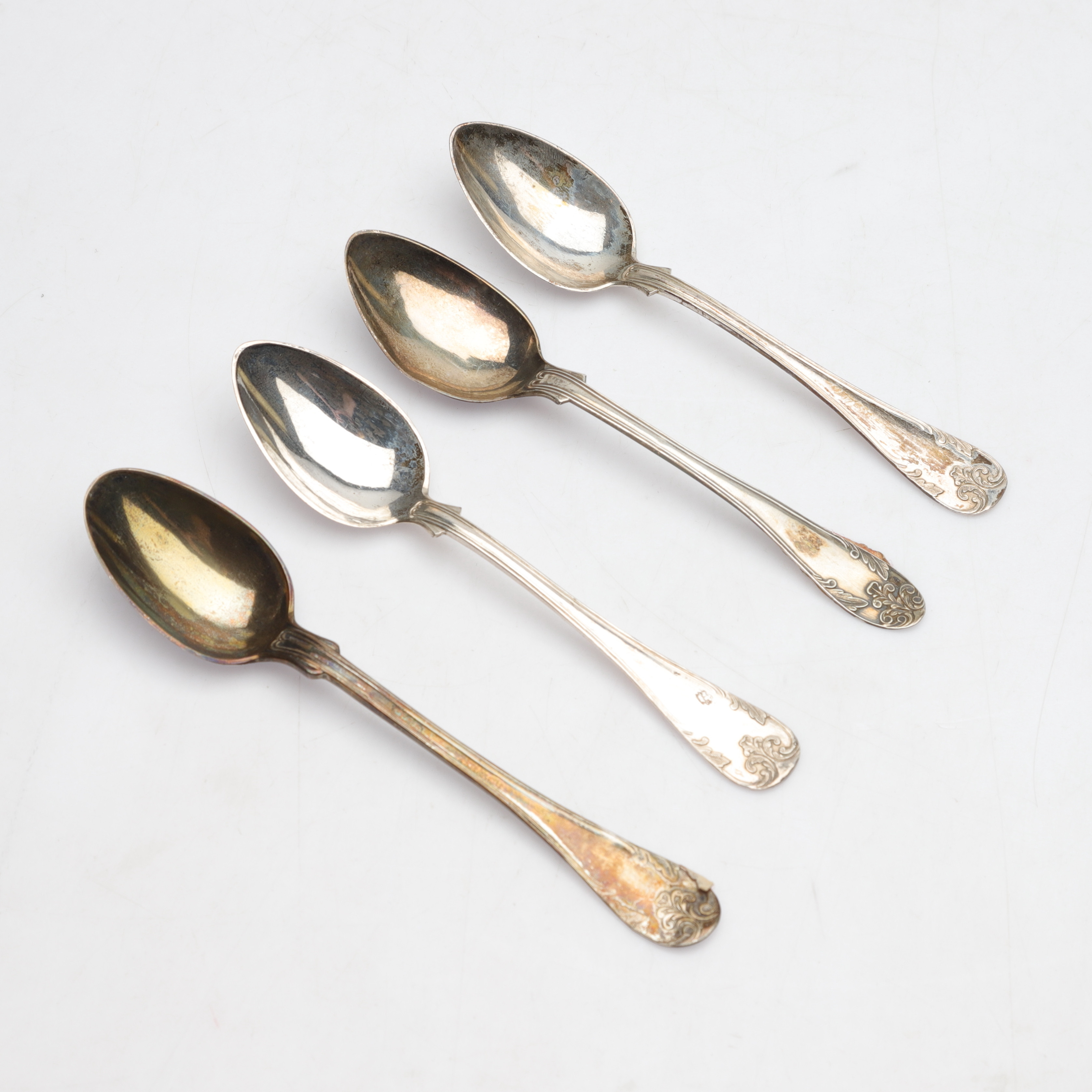 SKEDAR, 4 st, Silver, 18/1900-tal, totalvikt ca 62,47g.