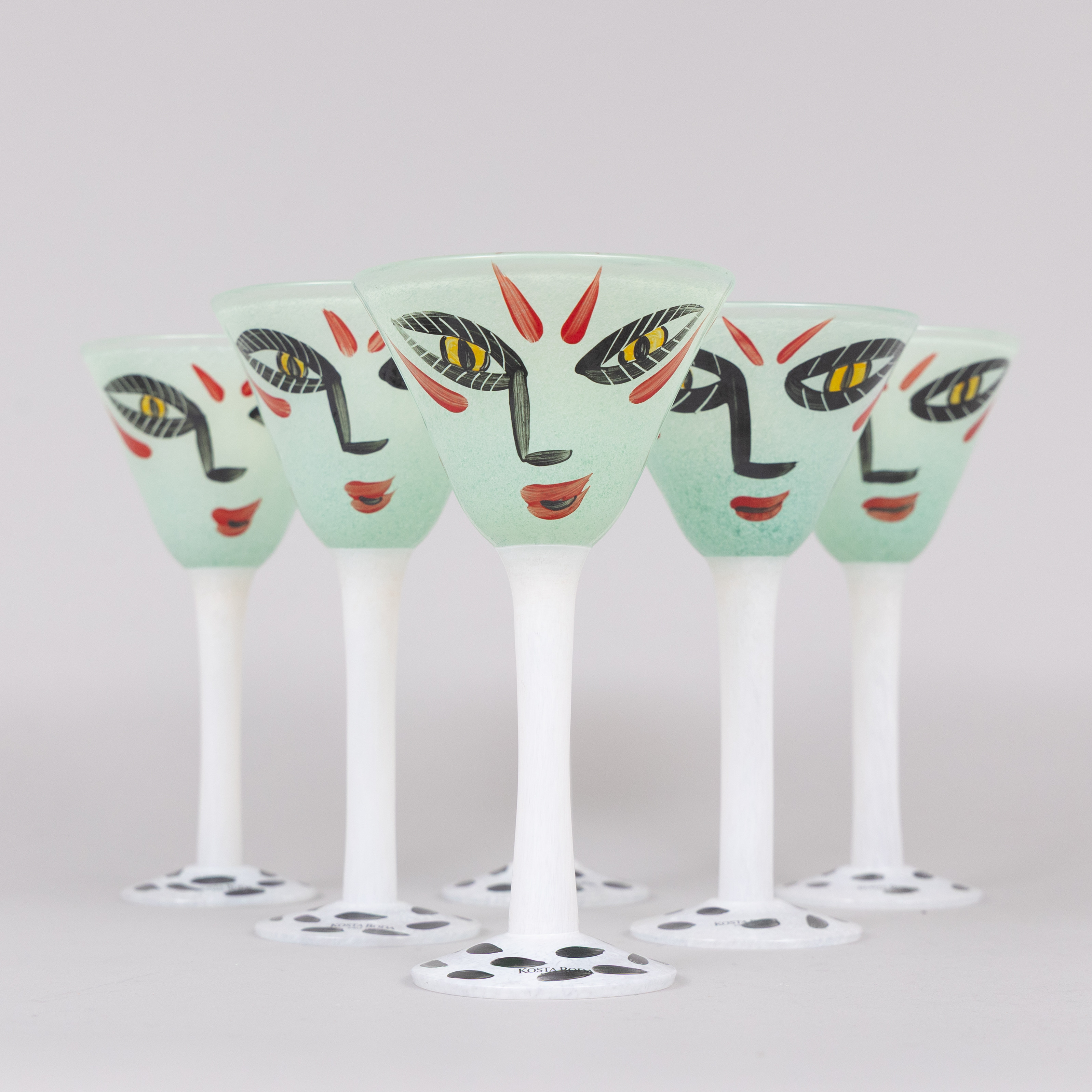 ULRICA HYDMAN-VALLIEN. Vinglas "Open Mind", 6 st, glas, Kosta Boda, signerade.
