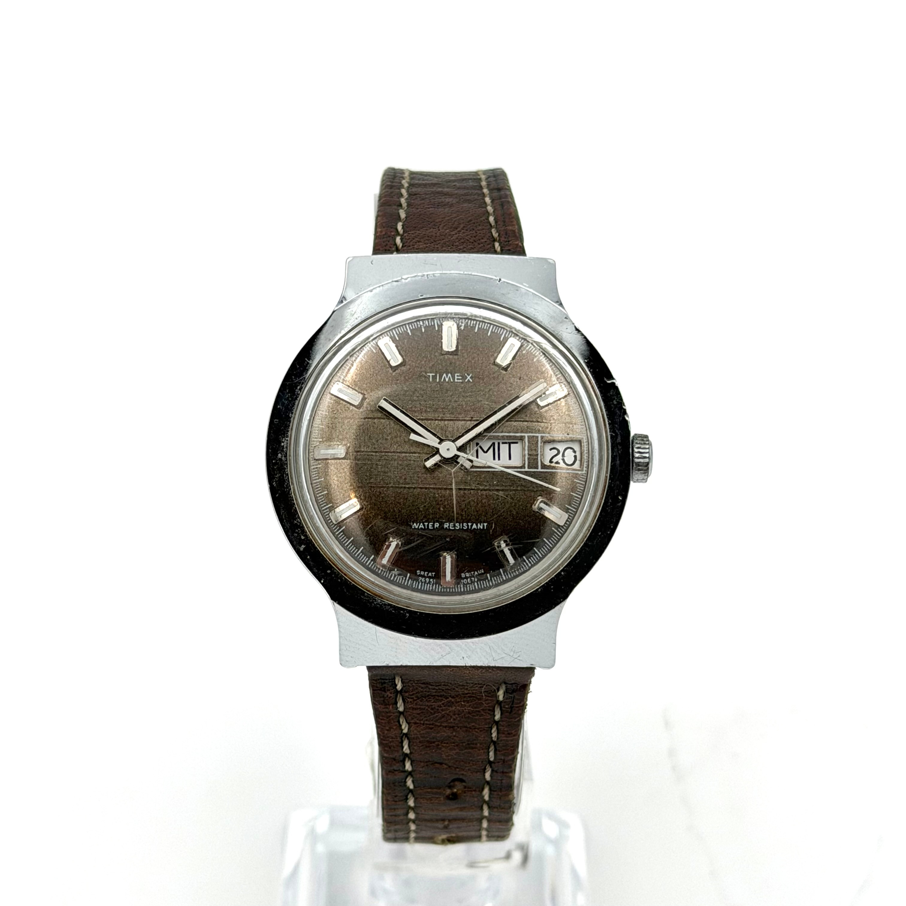 TIMEX, armbandsur, day-date, 1970-tal, manuell, stål.