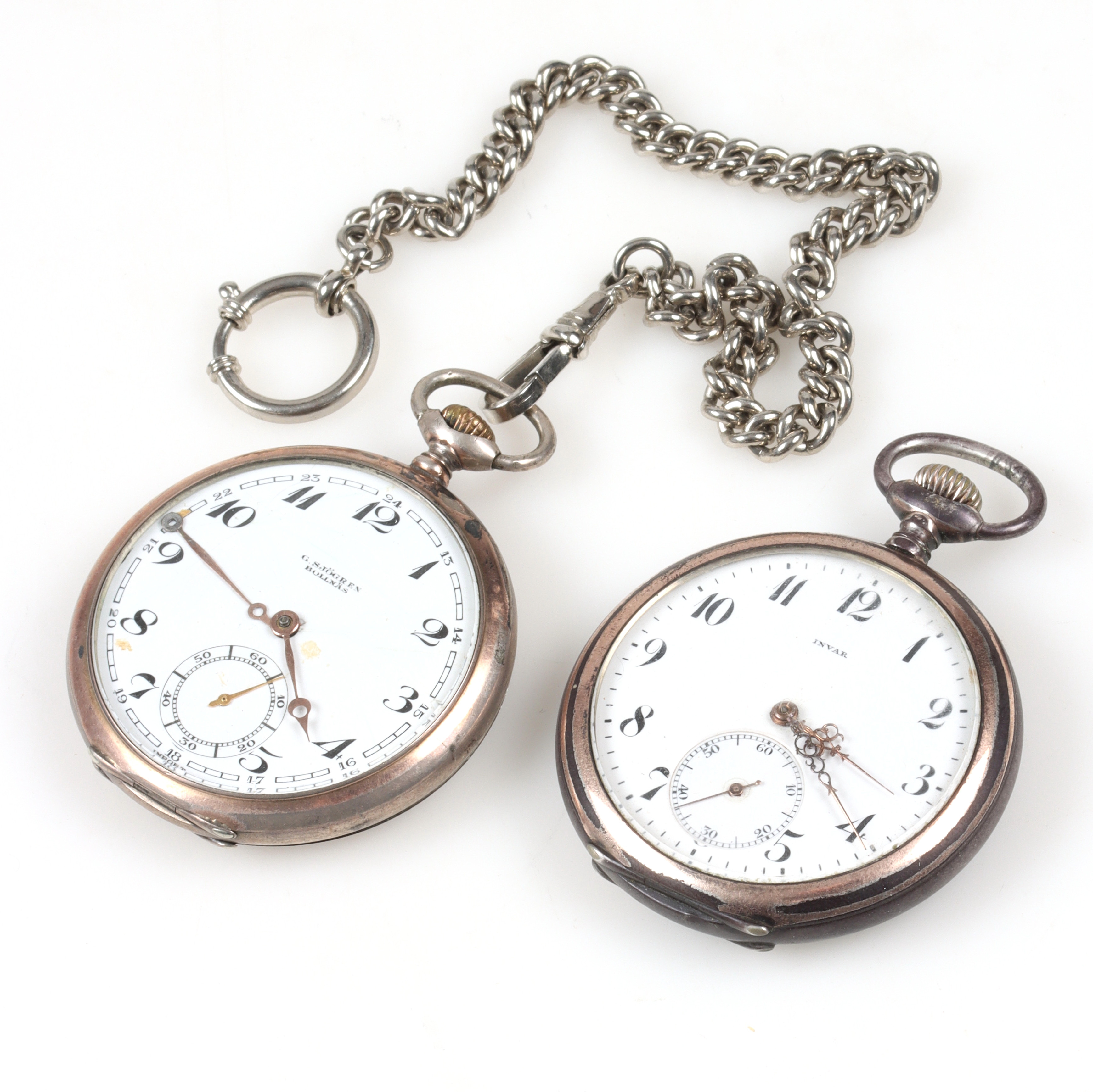FICKUR, 2 st, manuellt uppdrag, boetter i silver, tidigt 1900-tal.
