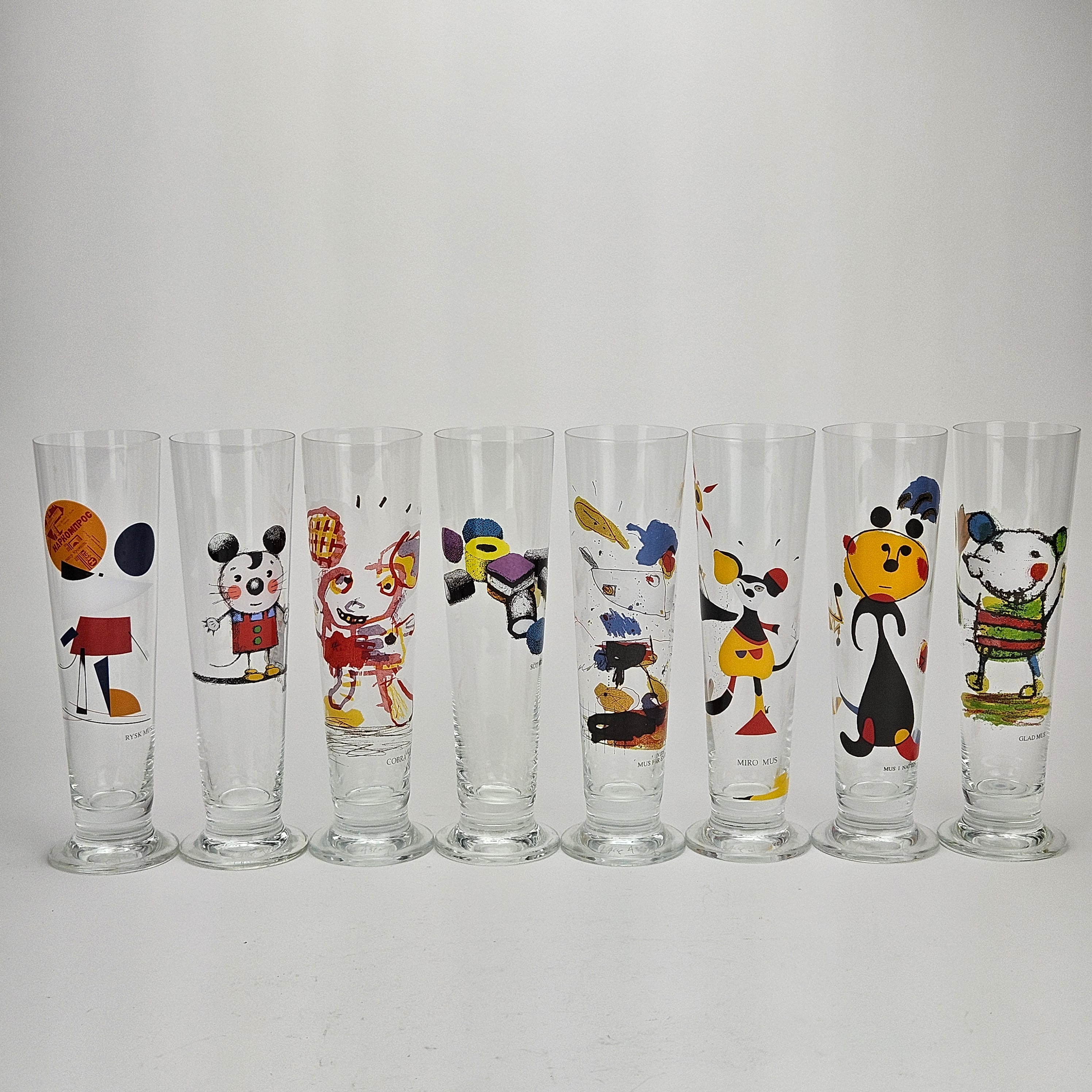 ÖLGLAS, 8 st, "Konst på glas", Lasse Åberg, Ritzenhoff Cristal.