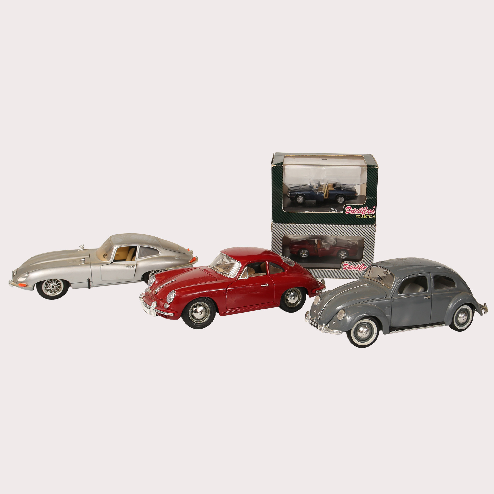 SAMLARBILAR, PORSCHE, VOLKSWAGEN, JAGUAR, skala 1/18. FERRARI 456 GT, och JAGUAR XJS, die cast skala 1/43.