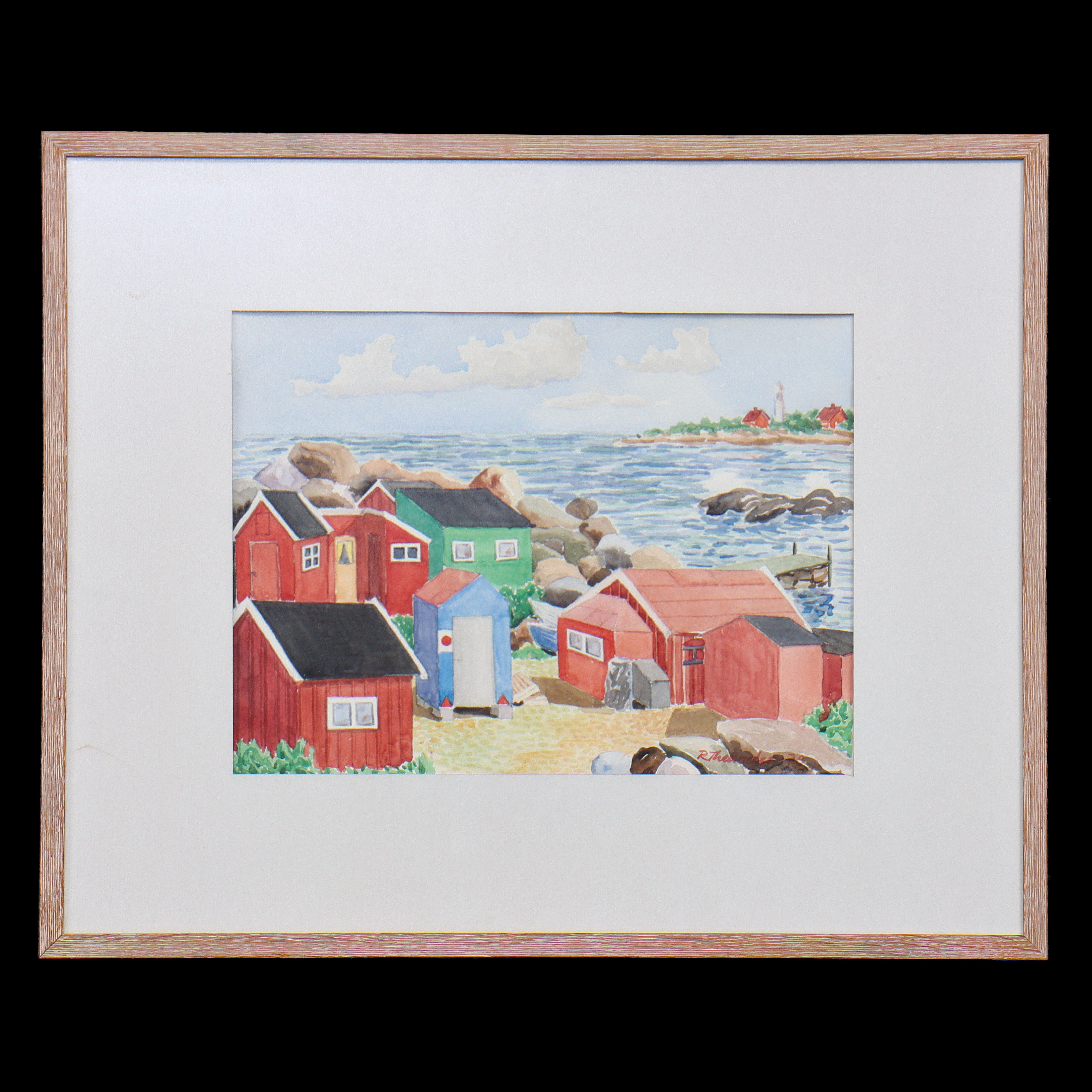 RALPH THEANDER, AKVARELL, SIGNERAD, INGLASAD.