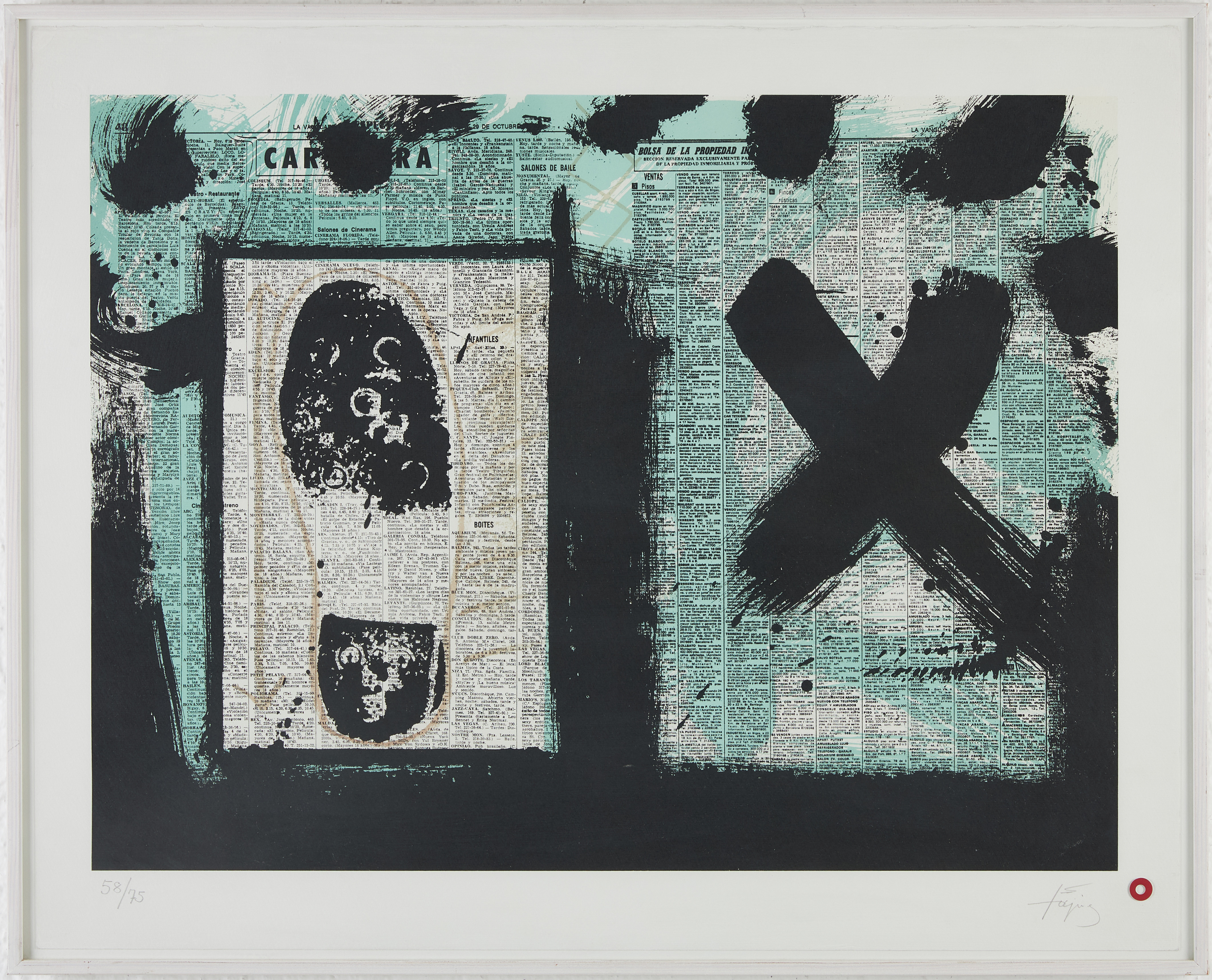ANTONI TÀPIES. Komposition, färglitografi, signerad och numrerad 58/75.