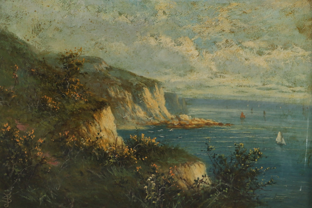 OKÄND KONSTNÄR. Klippor vid kusten, olja på duk, osignerad, 1800-tal.