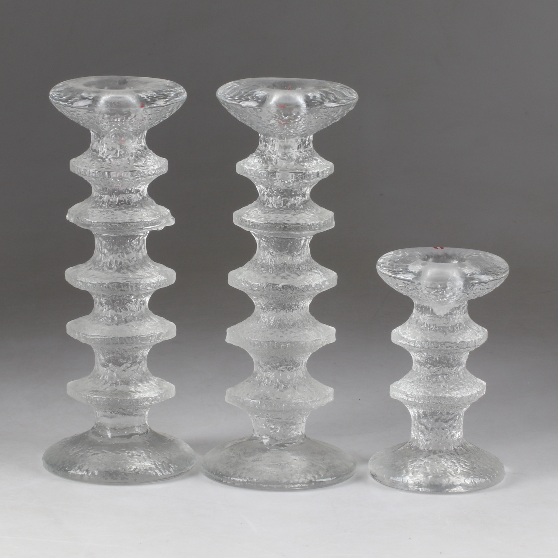TAPIO WIRKKALA. Ljusstakar, 3 st, glas, "Festivo", Iittala, Finland.
