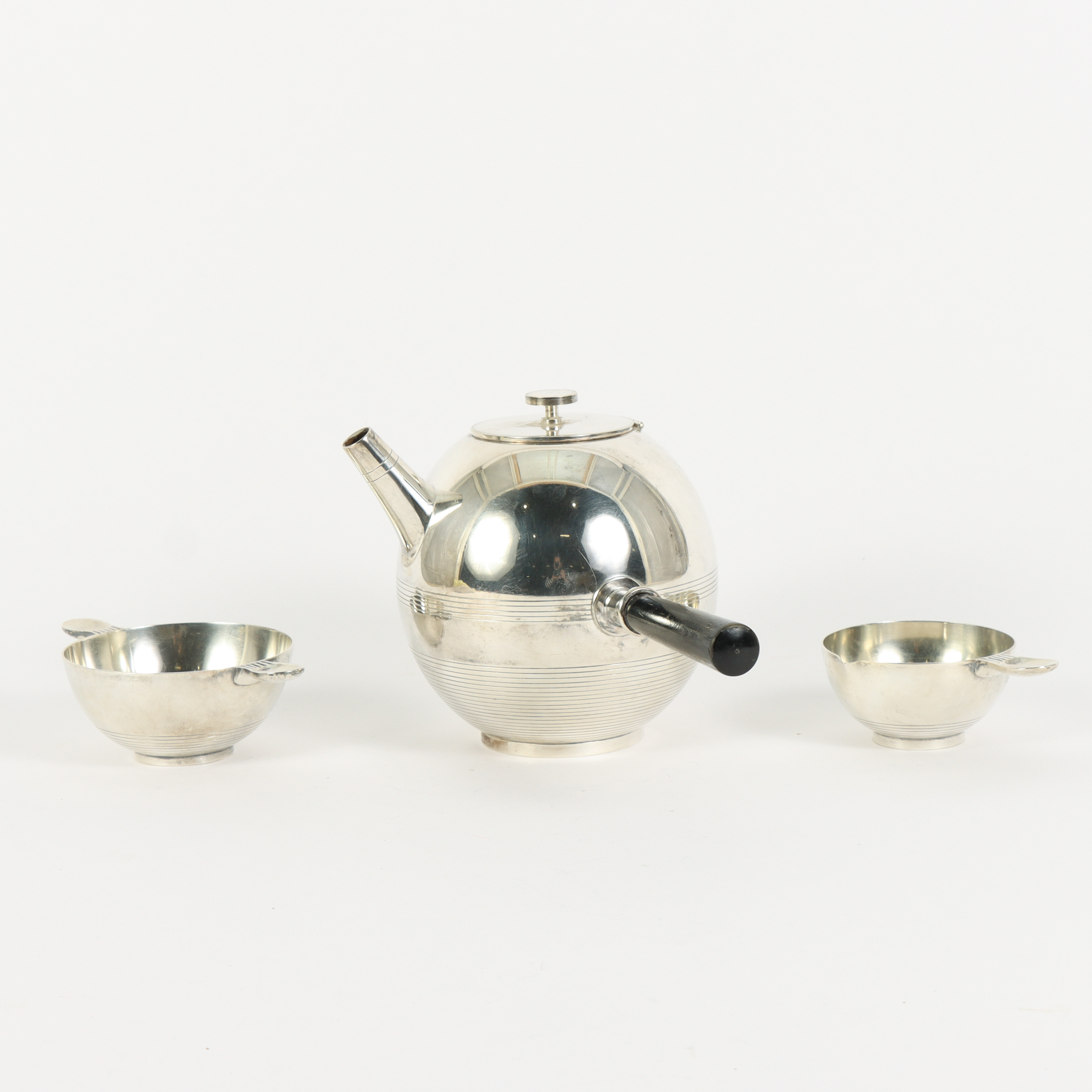 SYLVIA STAVE. Kaffeservis, 3 delar, nysilver, C G Hallberg.