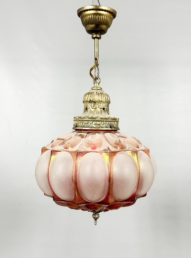 TAKLAMPA, förgylld mässing, glas, jugend-stil, 1900-tal.
