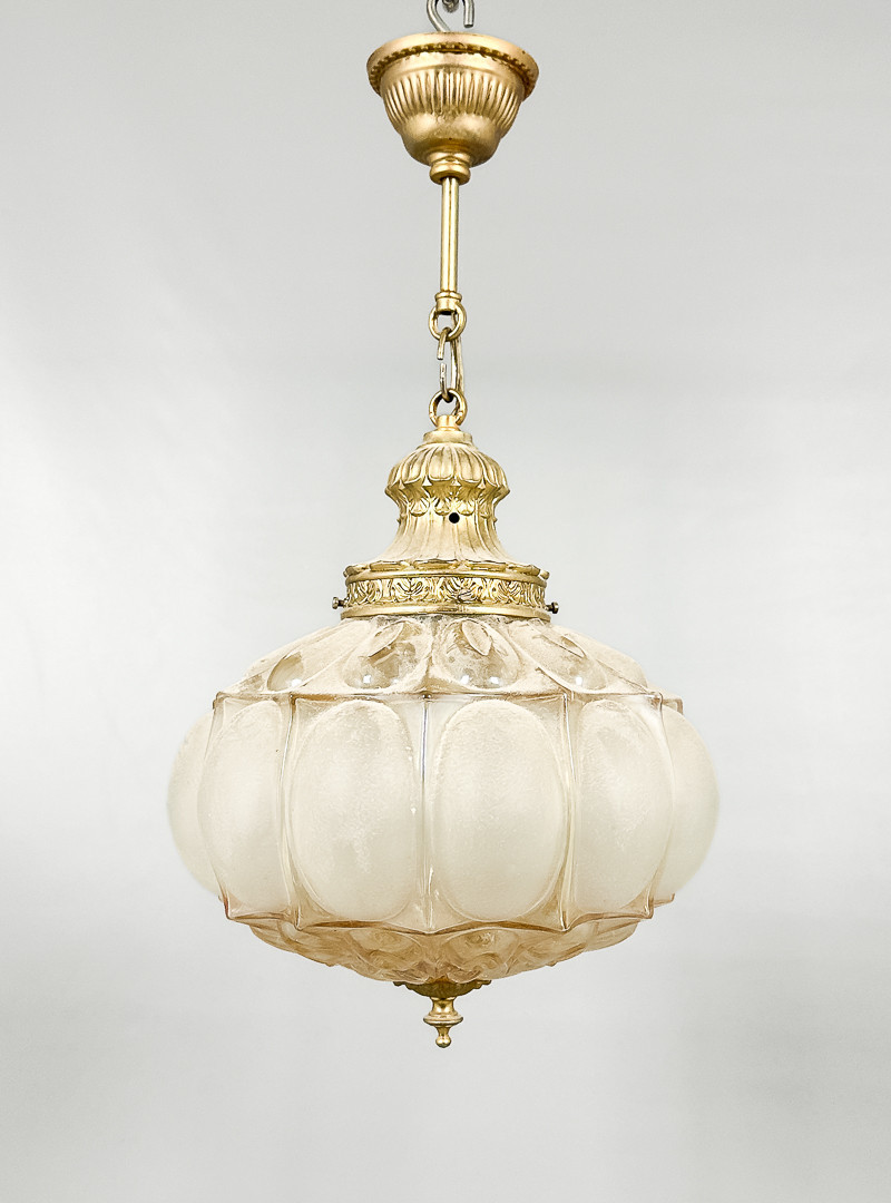 TAKLAMPA, förgylld mässing, glas, jugend-stil, 1900-tal.