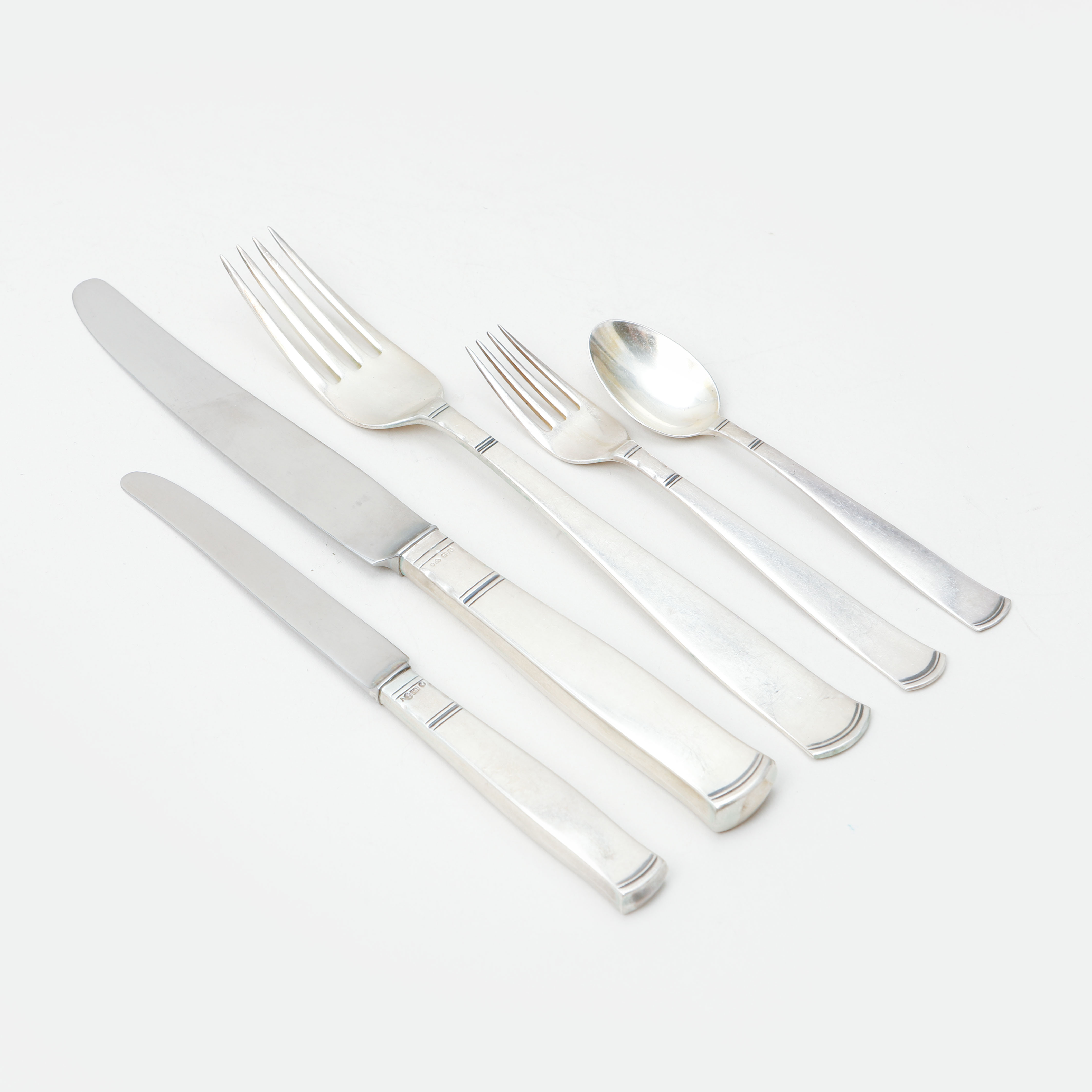 JACOB ÄNGMAN. Bestickuppsättning, 19 delar, silver, "Rosenholm".