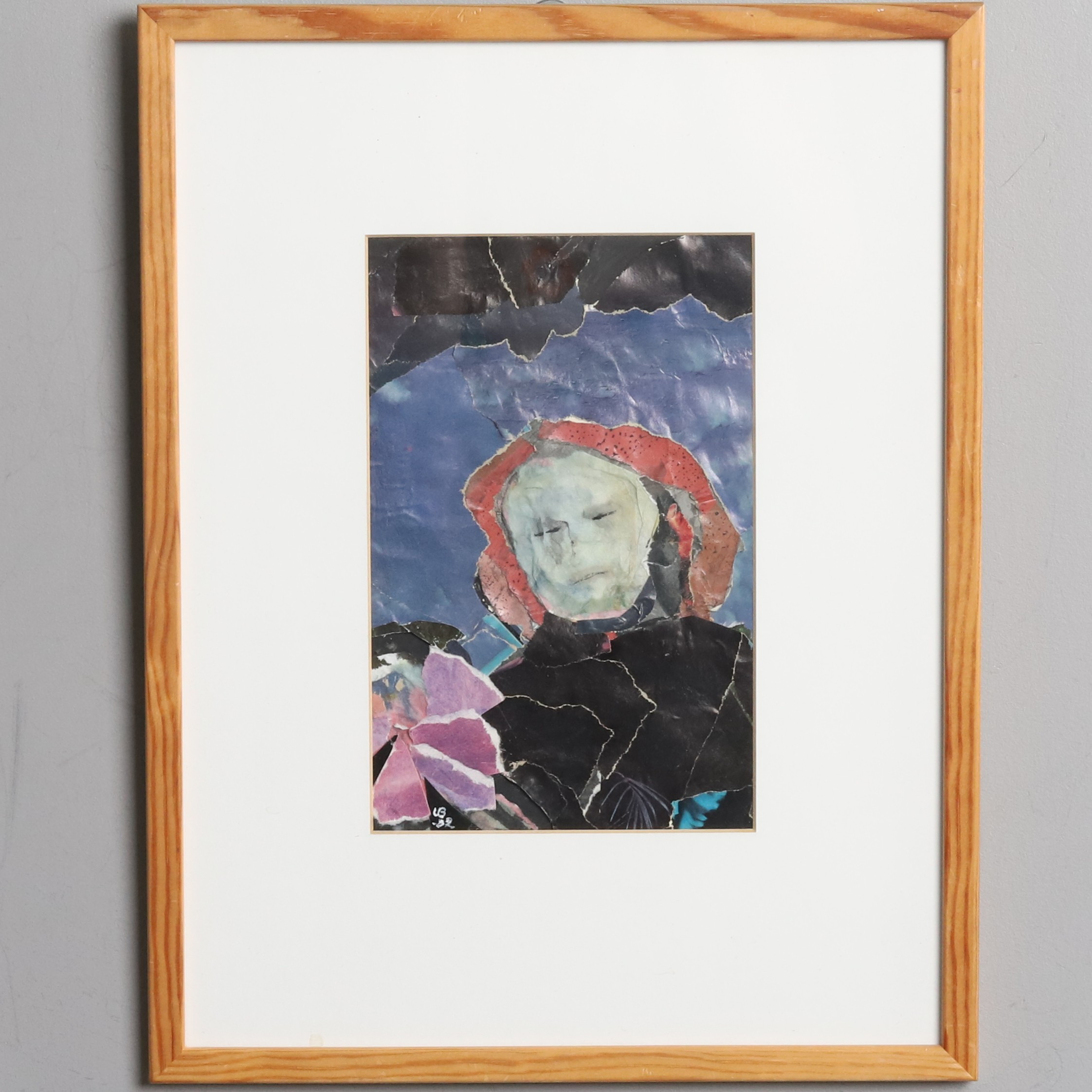 OIDENTIFIERAD KONSTNÄR. COLLAGE, "Farmor", monogramsignerad och daterad UB -82.