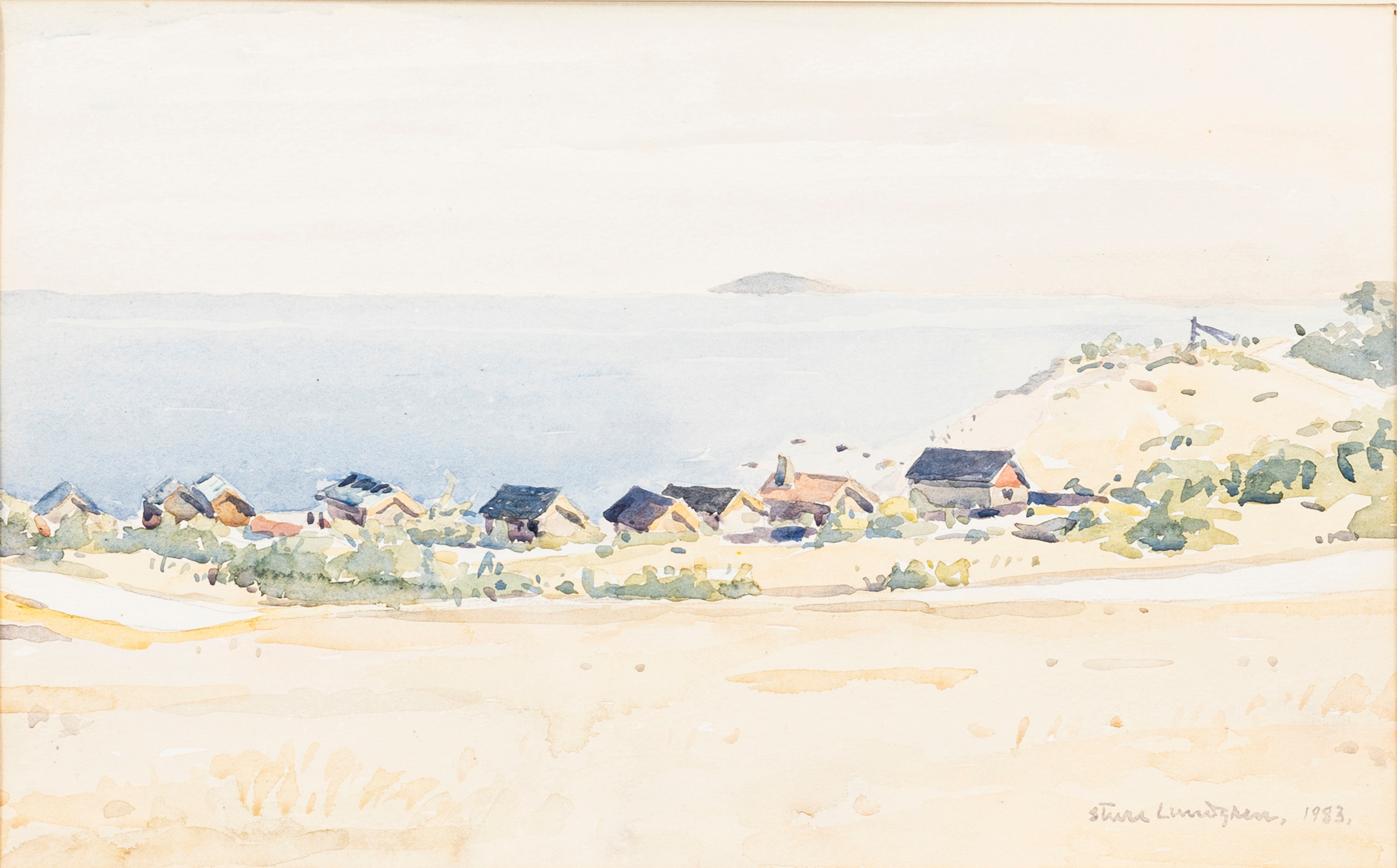 STURE LUNDGREN. "Grytehamn, Öland", akvarell, signerad och daterad 1983.