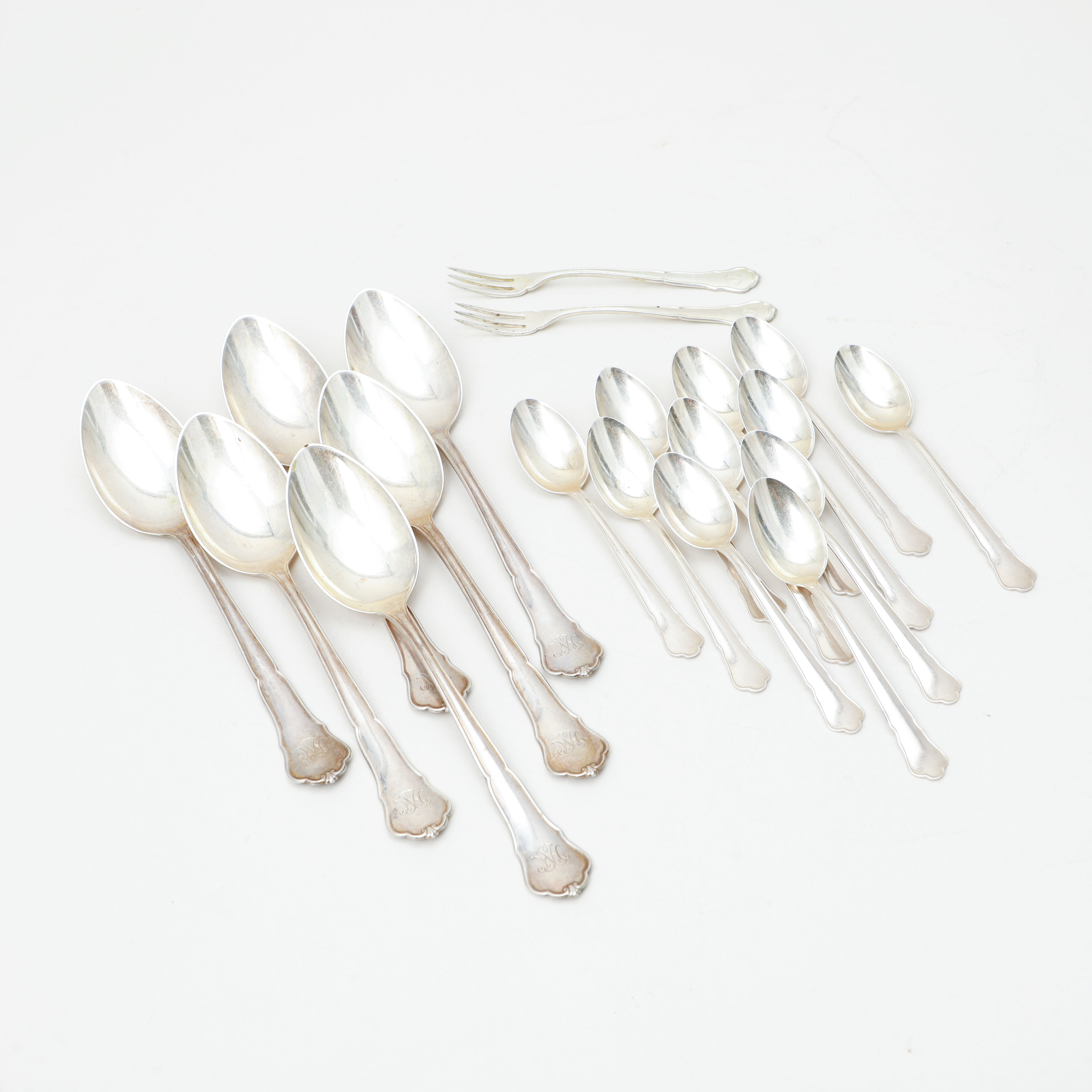 BESTICK, 19 delar, silver, "Chippendale", vikt 405 gram.