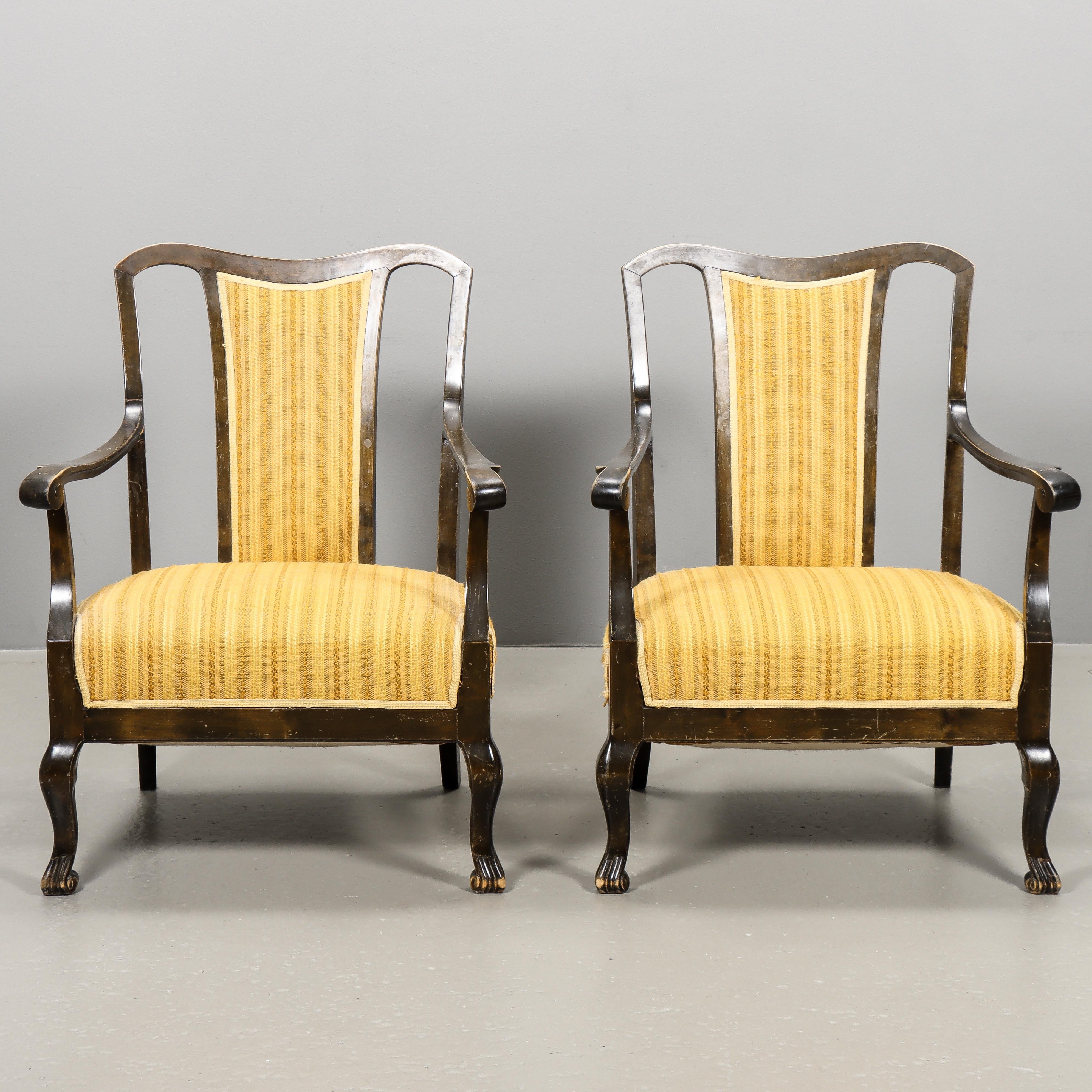 KARMSTOLAR 1 par, Bonad björk, 1930/40-tal.