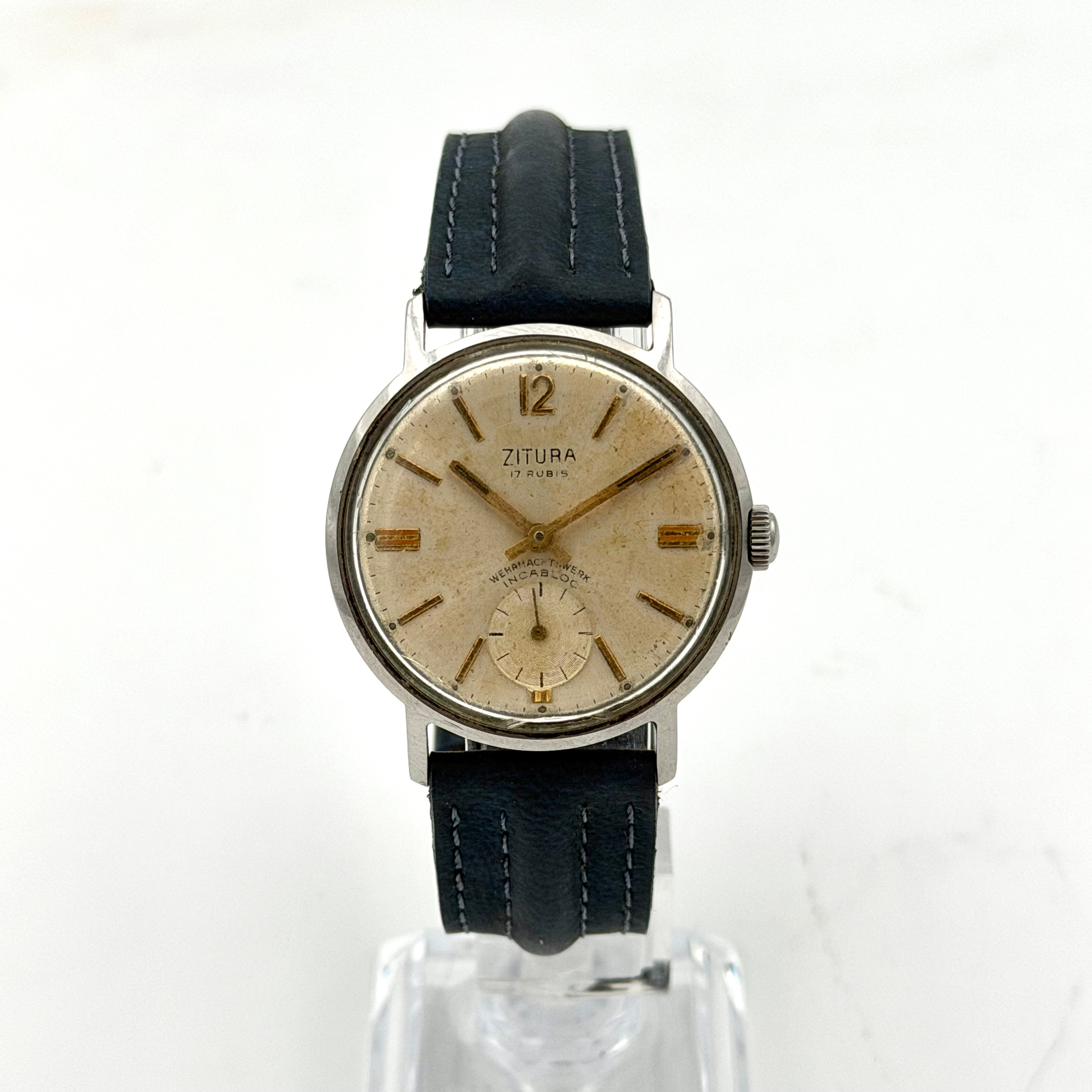 ZITURA WEHRMACHTSWERK, armbandsur, 1950/60-tal, manuell, stål.