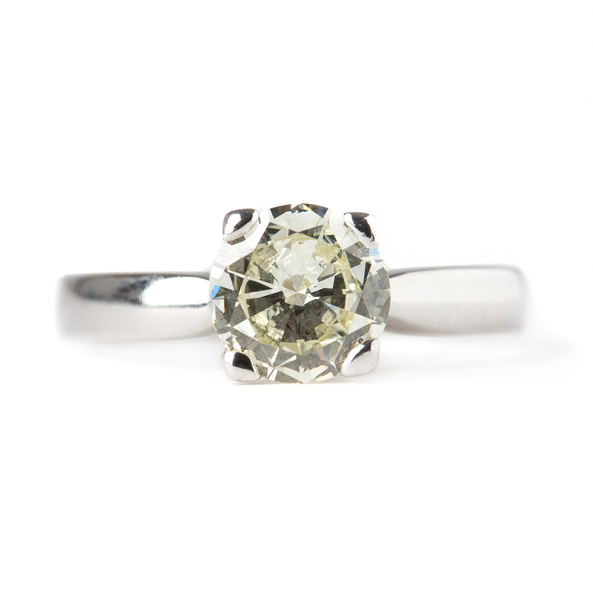 RING, 18K vitguld med briljantslipad diamant, ca 1.60 ct.