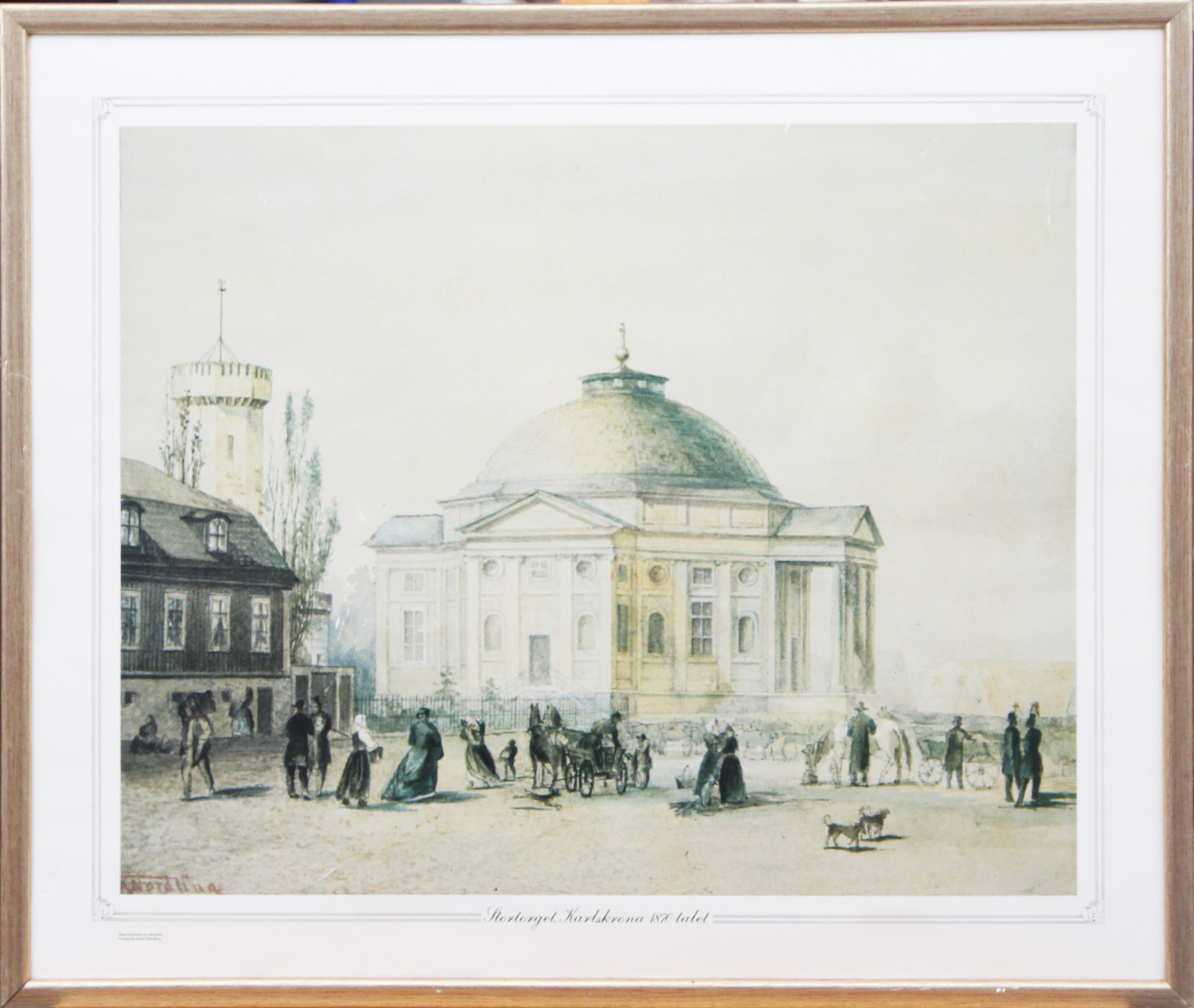 PLANSCH, Stortorget, Karlskrona, som det såg ut på 1870-talet. modernt.